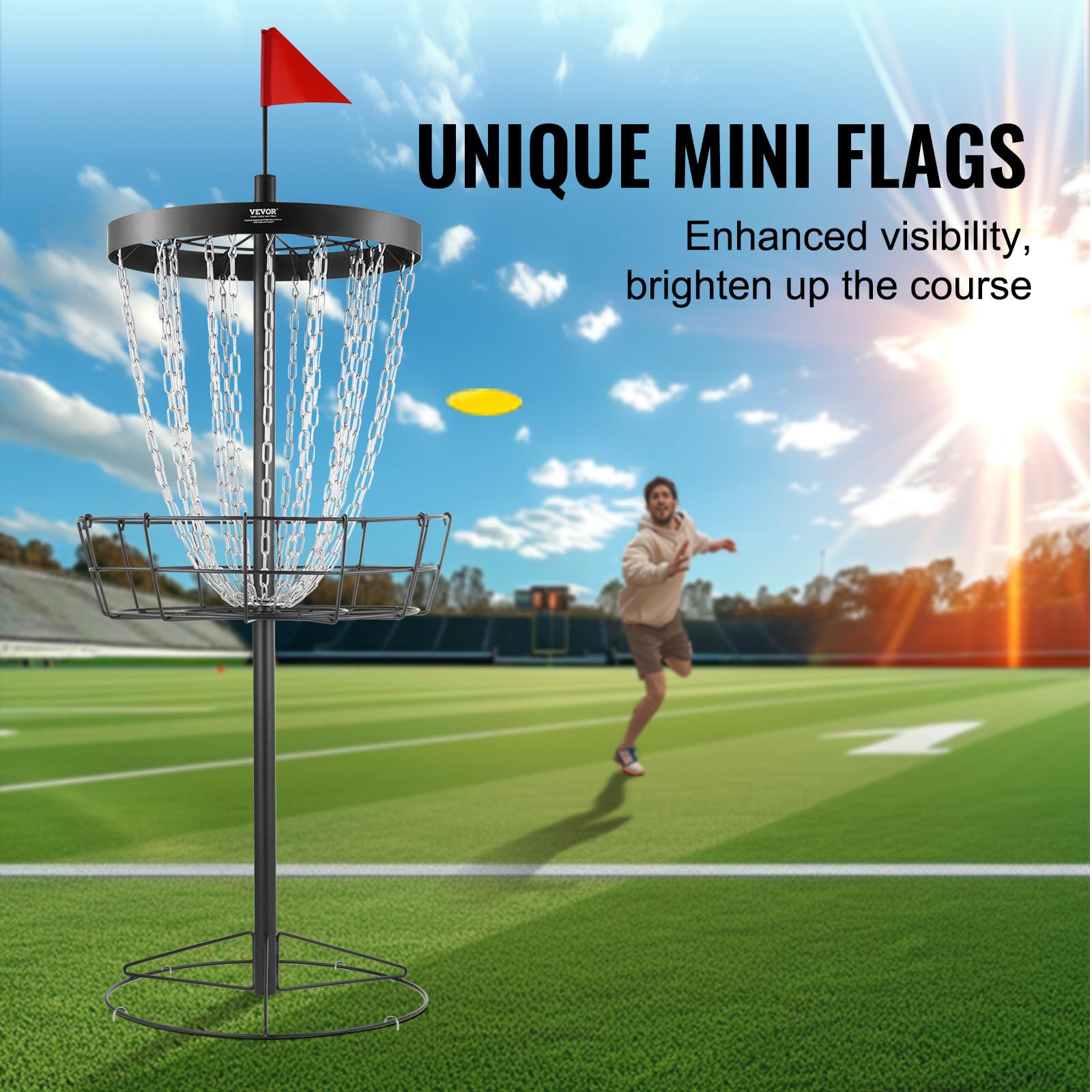 VEVOR Canasta de Golf con Disco de Cadenas Objetivo Portátil para Uso en Interiores y Exteriores, Equipo de Entrenamiento Profesional, Negro