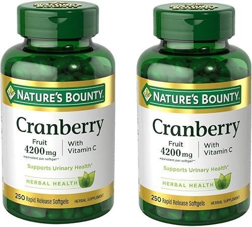 Nature's Bounty Fruta de arándano 4200 mg Plus Vitamina C 250 cápsulas blandas (paquete de 2)