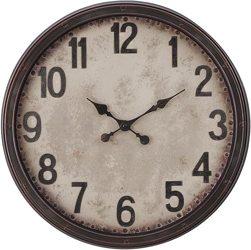 Monarch Specialties I 9054 Relojes, 20" redondo, reloj de pared, marrón antiguo, de transición