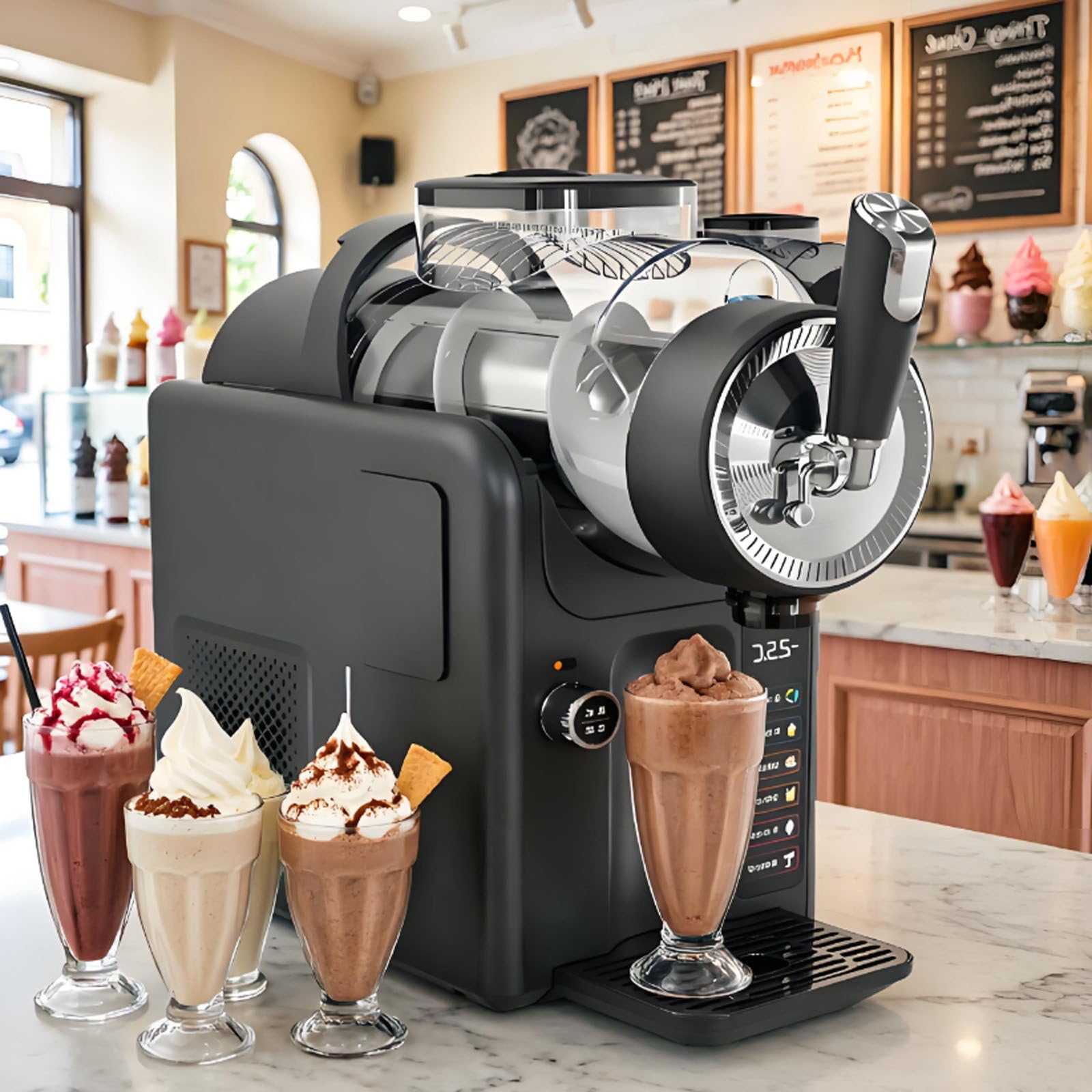 smafoseedding 2026 Slushie Machine,185w Soft Serve Ice Cream Maker, 2L Slushy Maker,No Ice Needed, Self-Cleaning, 5 Presets for Soft Serve, cold Drink, Milk Shake, Margaritas, Frappés and More Black
