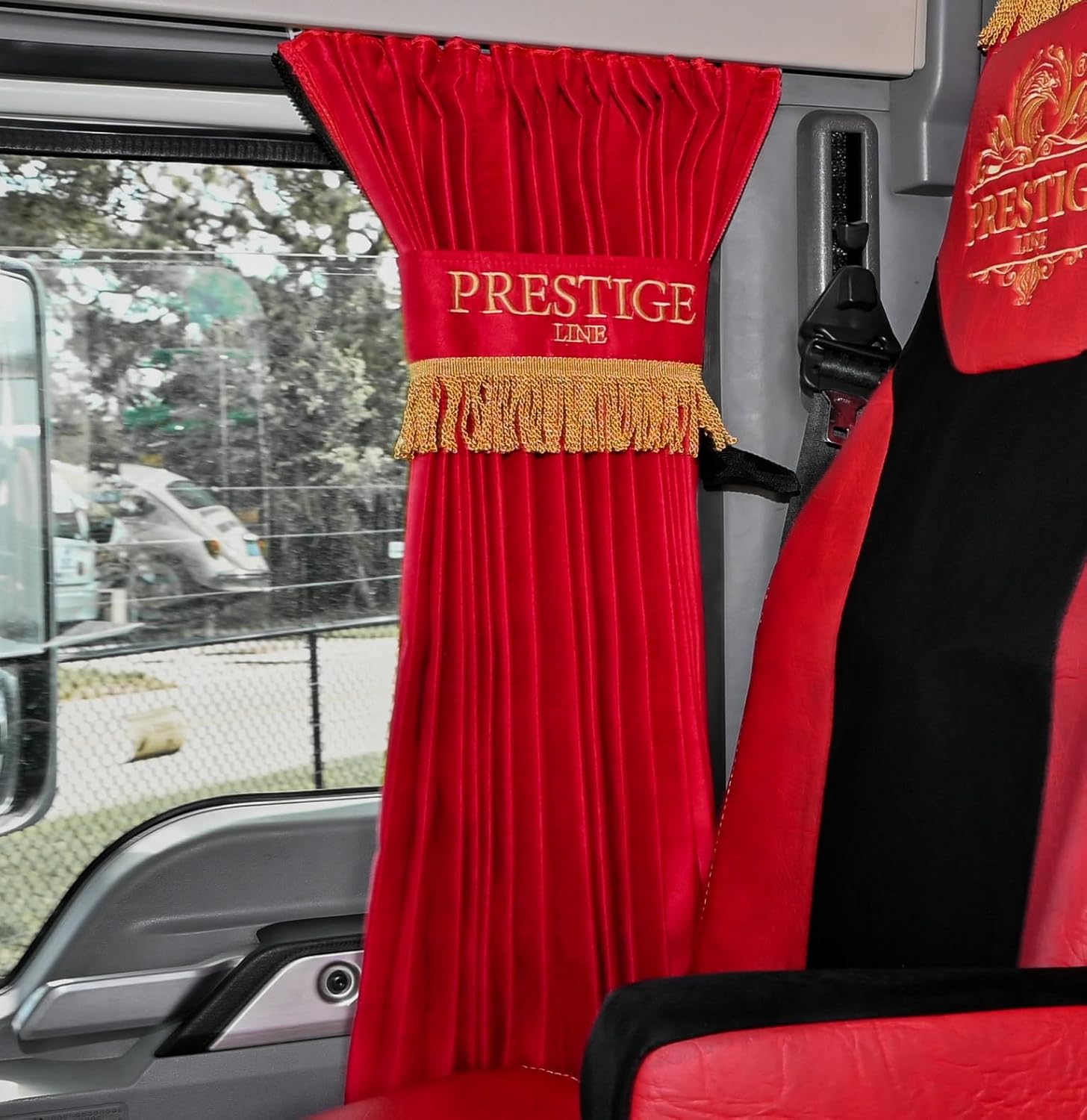 Window Curtains fits Mack Anthem - Sun-Reflective Blackout Curtains - Prestige-Line (Red)