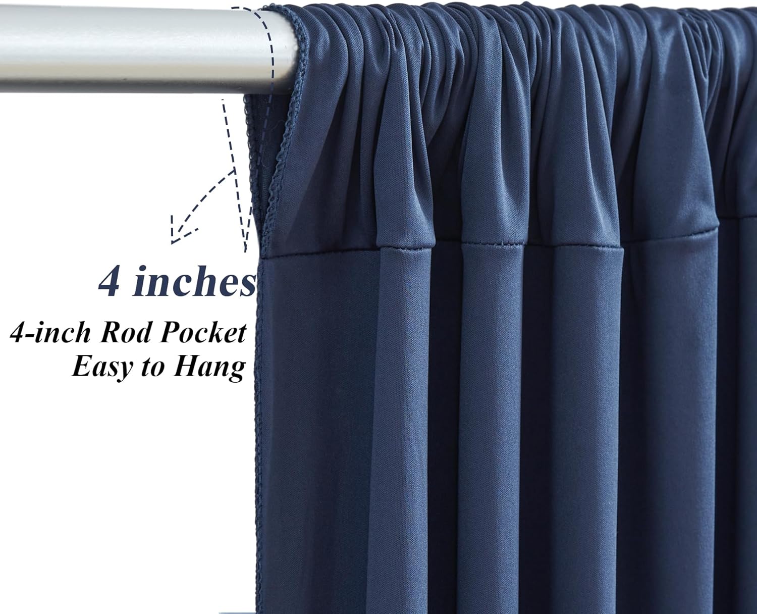 10x10ft Navy Blue Backdrop Curtains with Lights String for Baby Shower, Wrinkle Free Curtains Backdrop for Birthday Party, Polyester Backdrop Drapes for Wedding Photo Shoot (5 x 10ft,2 Panels)