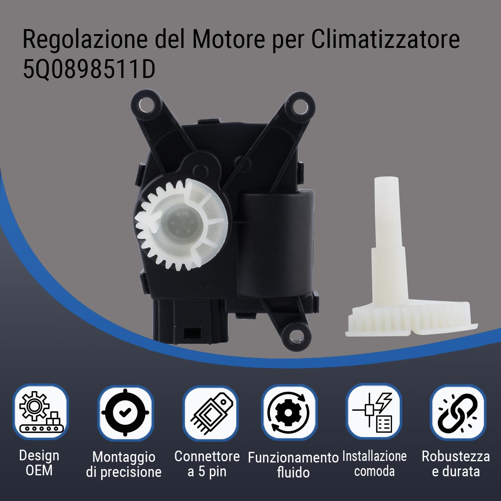 Attuatore valvola aria 5Q0898511D | Motore distribuzione aria | Compatibile con VW Golf 7, Audi A3 8V, Skoda Octavia III, Seat Leon 5F | Anni modello 2012-2020