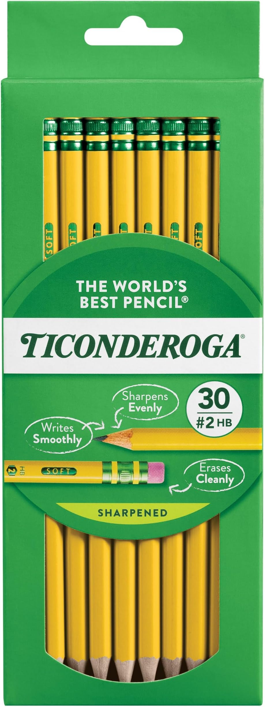 Ticonderoga Wood-Cased Pencils,Pre-Sharpened,2 HB Soft,Yellow,180 Count (Pack of 12)