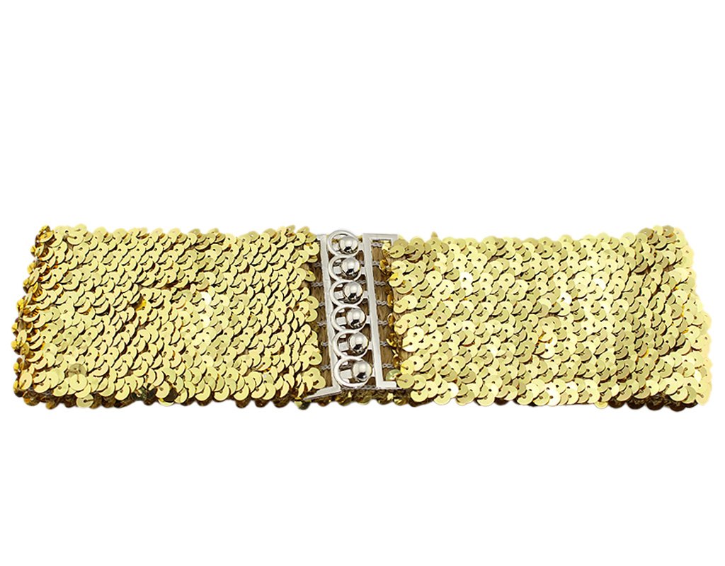 Girl Wide Sequin Belt Glitter Elastic Fabric Belt Cinch F Thin Women