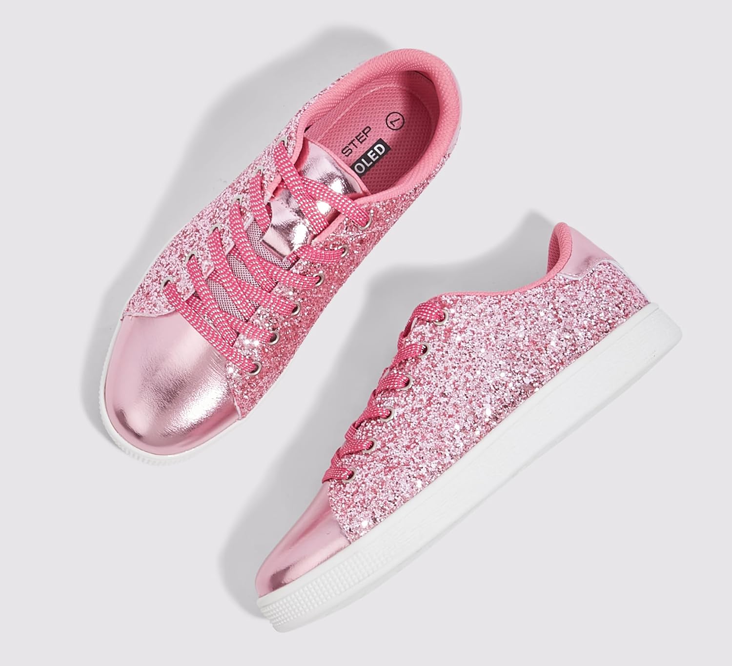 LUCKY STEP Glitter Shoes Sparkly Bling Shiny Bedazzled Lace up Fashion Sneakers for Women - Image 5