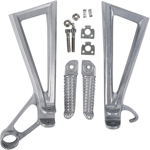 Green-L Reposapiés de pasajero de motocicleta con soporte de montaje para Yamaha YZF R6 2003-2005 R6S 2006-2009 (plata)