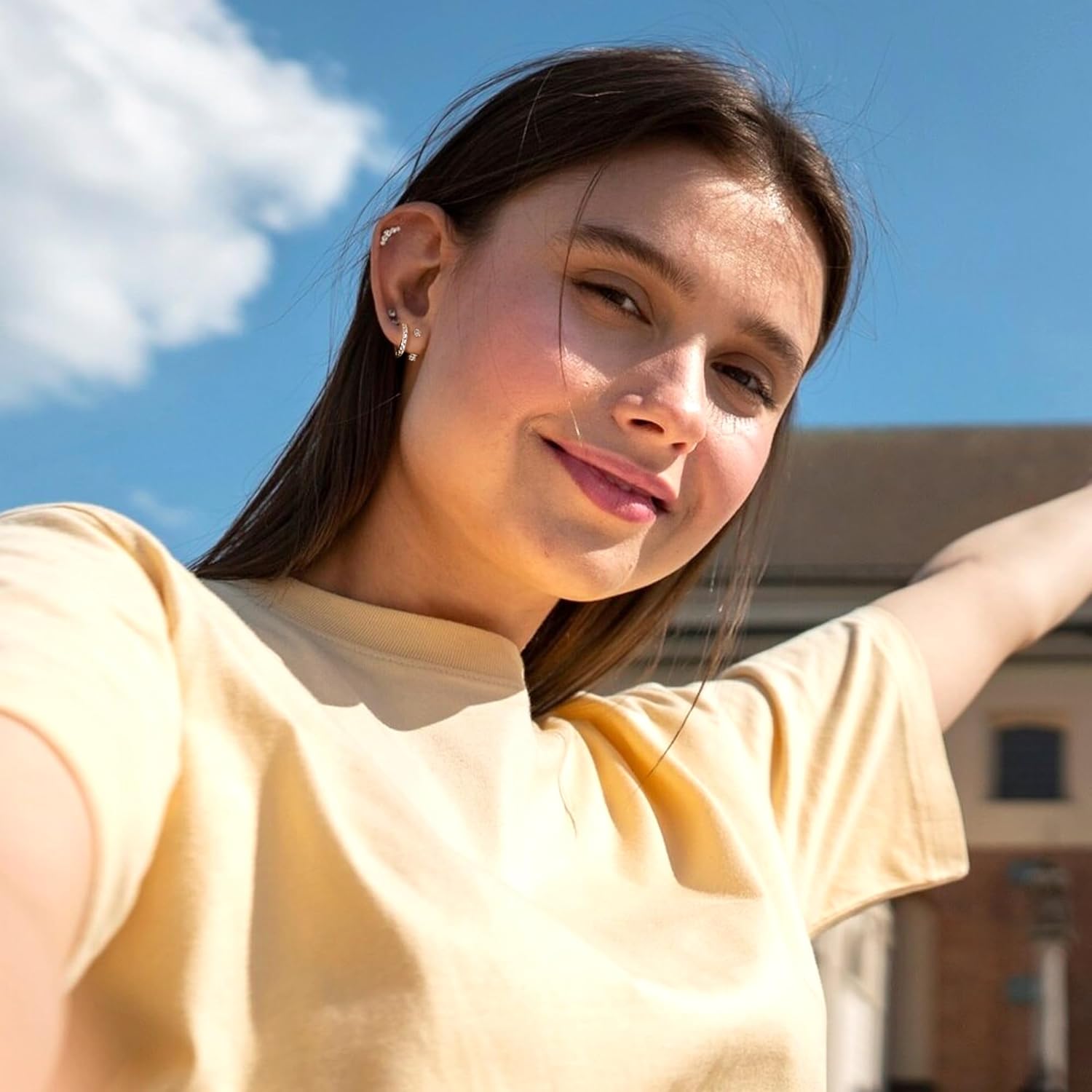 3 Pairs Sterling Silver Earrings for Women Trendy Silver Stud Hoop Earrings Stacks for Multiple Piercing Dainty Cartilage Huggie Hoop Earrings Hypoallergenic Small Cubic Zirconia Stud Hoop Earrings Set - Image 5