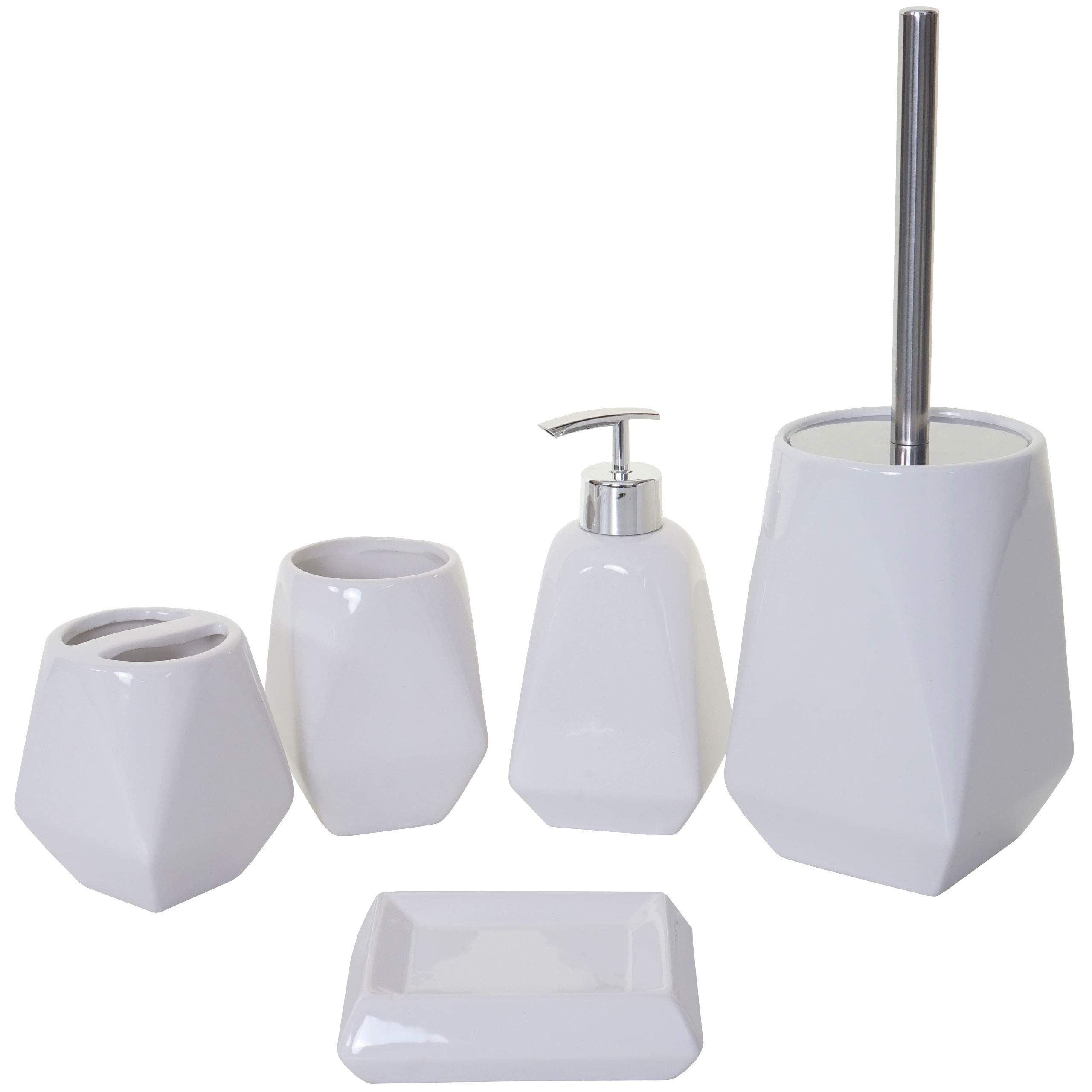 HWC-C71 - Juego de accesorios de baño (5 piezas, cerámica), color blanco