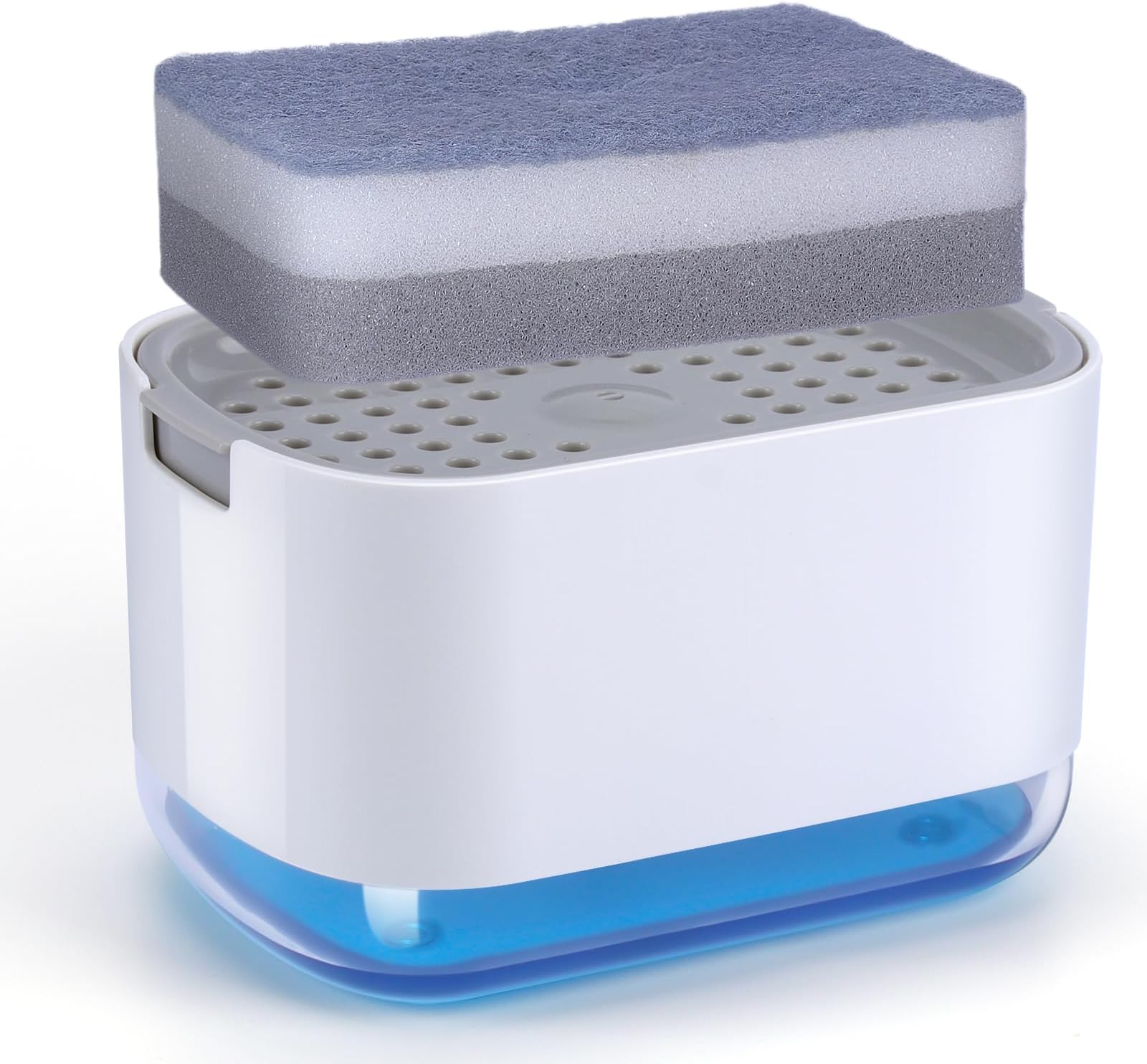 Alyvisun Soap Dispenser Kitchen, Dish Soap Dispenser with Sponge Holder, 2 in 1 Liquid Soap Dispenser, 300ml Soap Dispenser for Kitchen Sink Countertop One handed