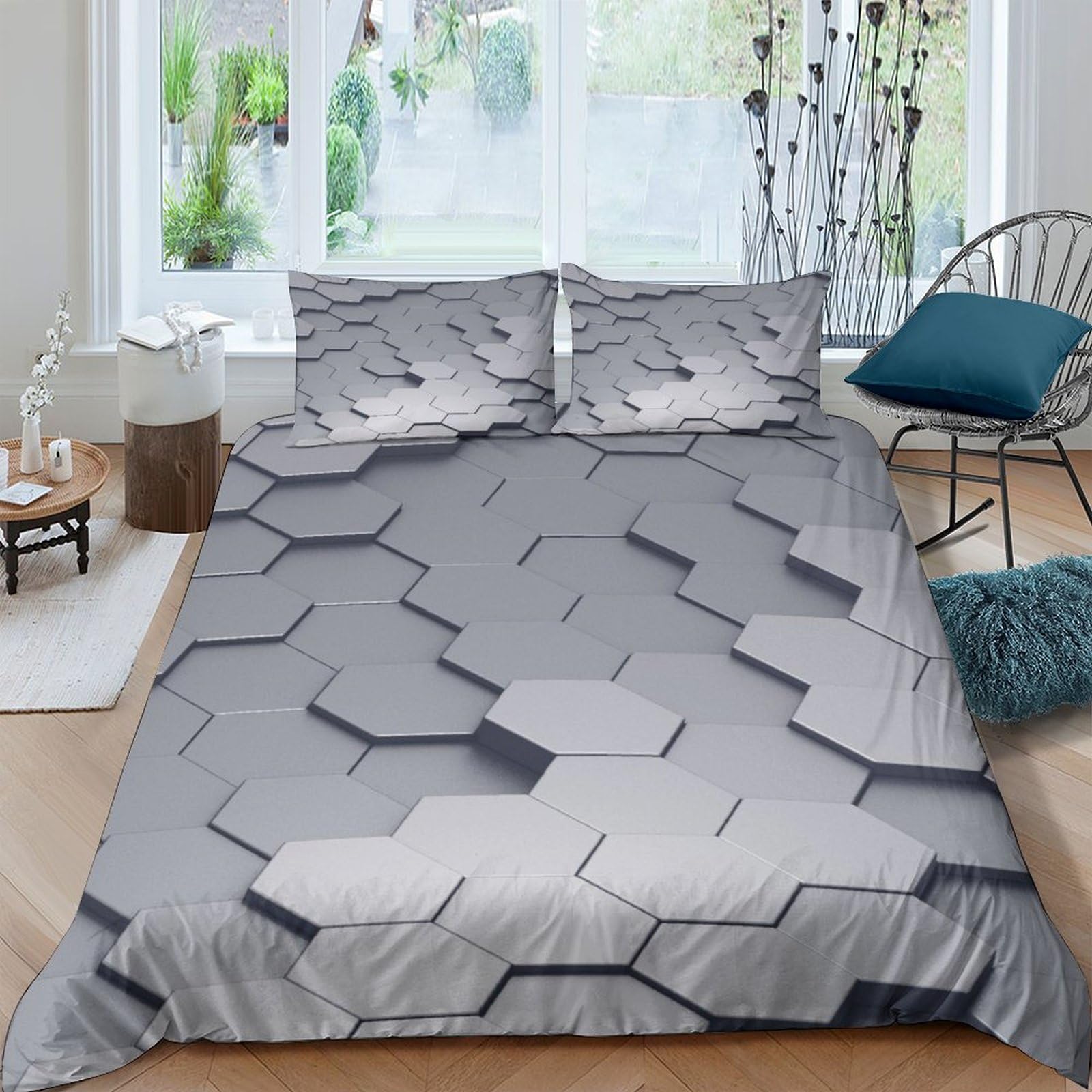 Ensemble de literie 200x200cm parure chic à effet stéréoscopique pour sublimer votre chambre