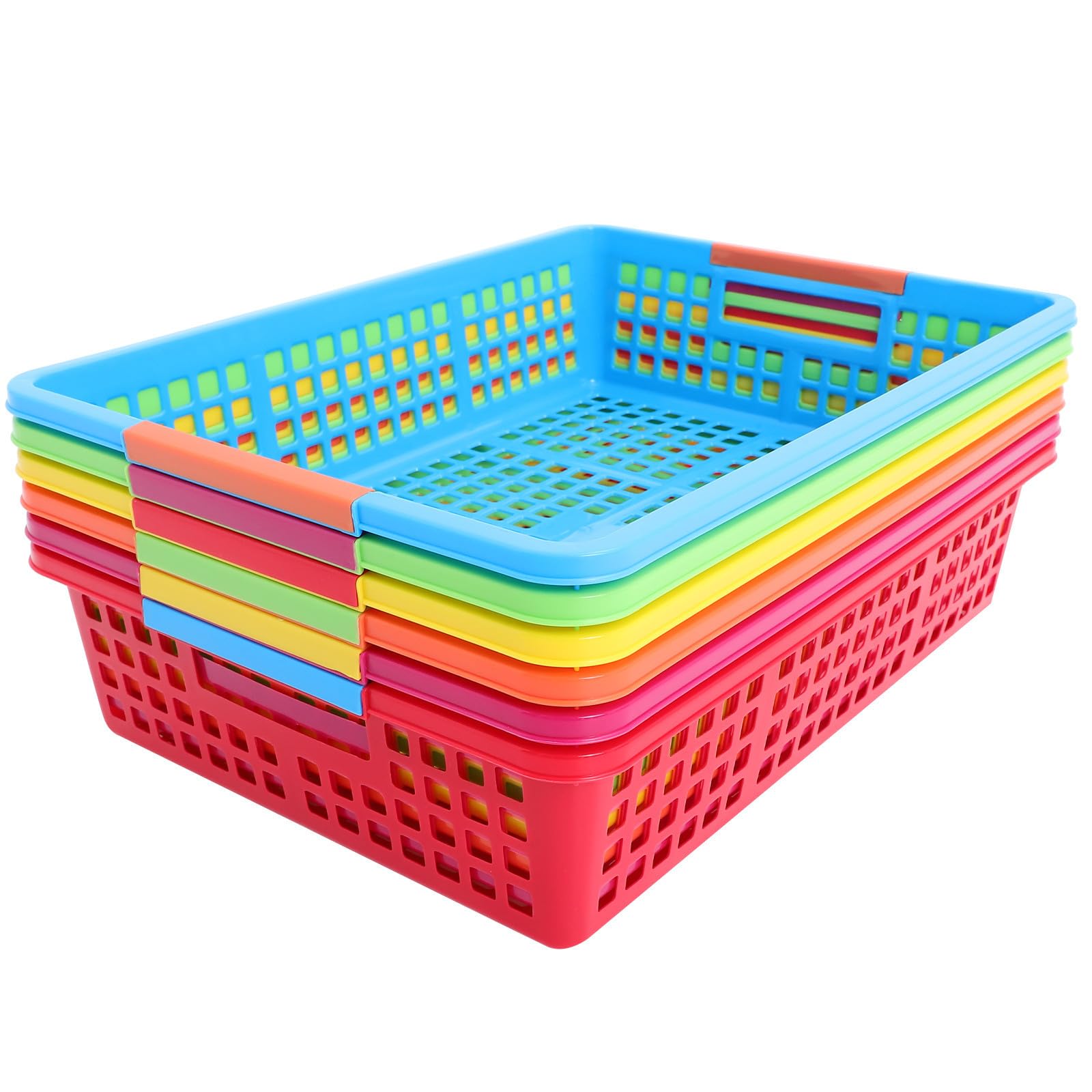 Paniers de rangement empilables en plastique PP résistant, lot coloré de 6