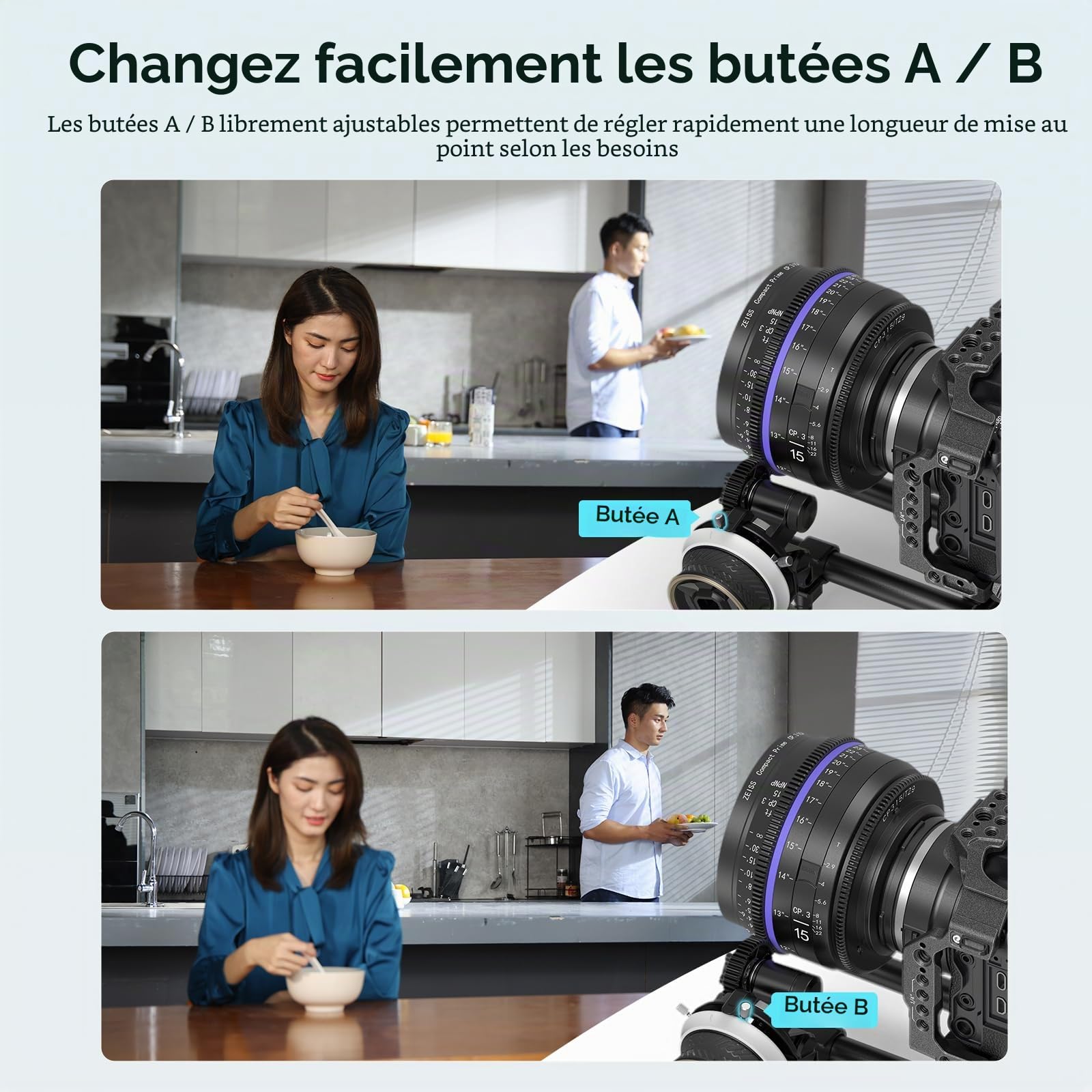 SMALLRIG Mini Système de Mise au Point avec Butées A/B, Pince pour Tige 15 mm et Courroie Crantée à Clipper pour Reflex et Hybrides, Compatible Objectifs Jusqu'à 114 mm - 3010D