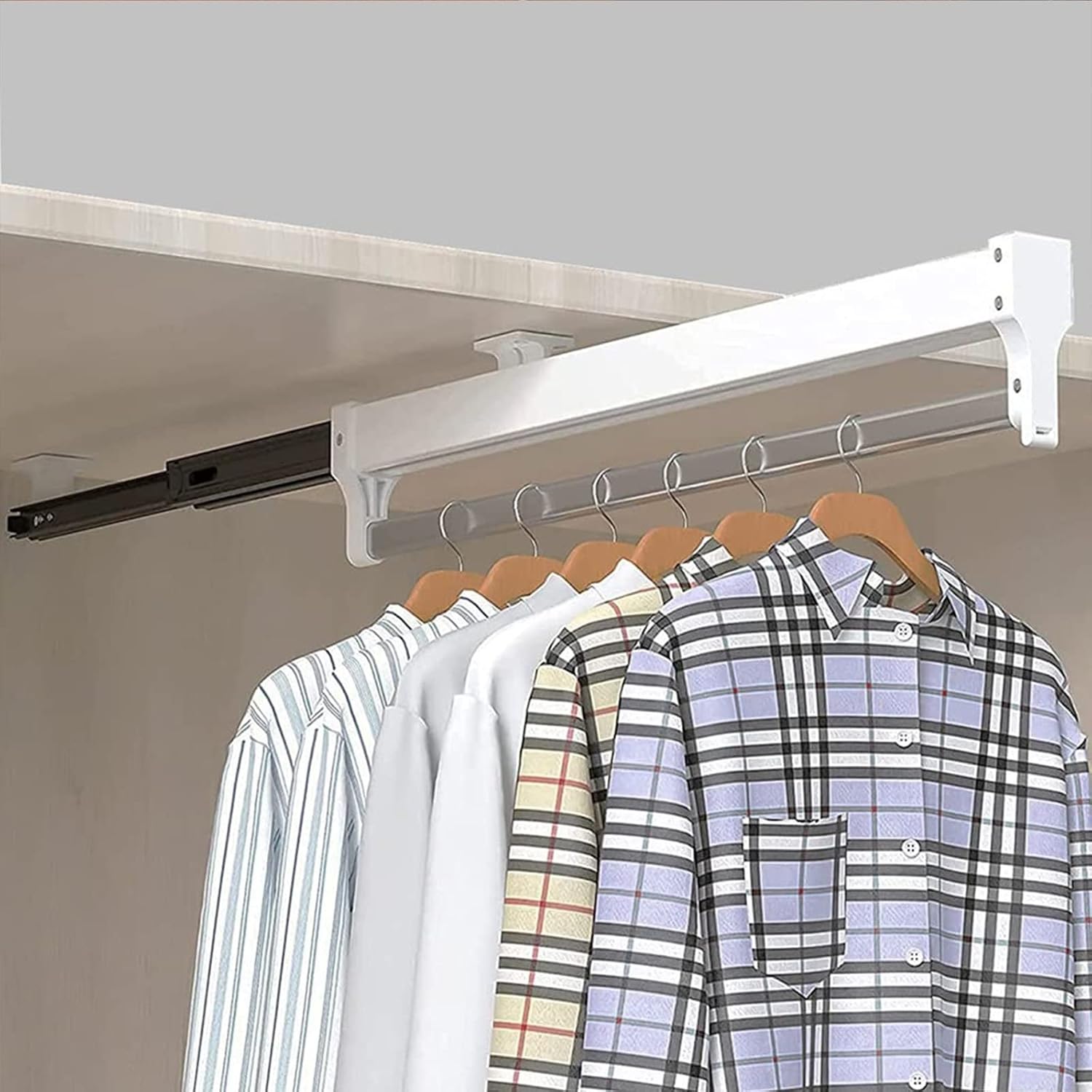 ハンガーラック 頑丈 伸縮」の人気商品一覧 | 安い商品を通販サイトから探す - 価格.com 頑丈な格納式引き出し式パンツラック、調節可能なクローゼットロッド - 格納式衣類洗濯物干しラック、拡張可能なワードローブロッド、拡張