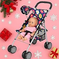 Vista 3 de fash n kolor® - cochecito para muñecas mi primer cochecito de muñecas de juguete - diseño de flores con canasta en la parte inferior - accesorios