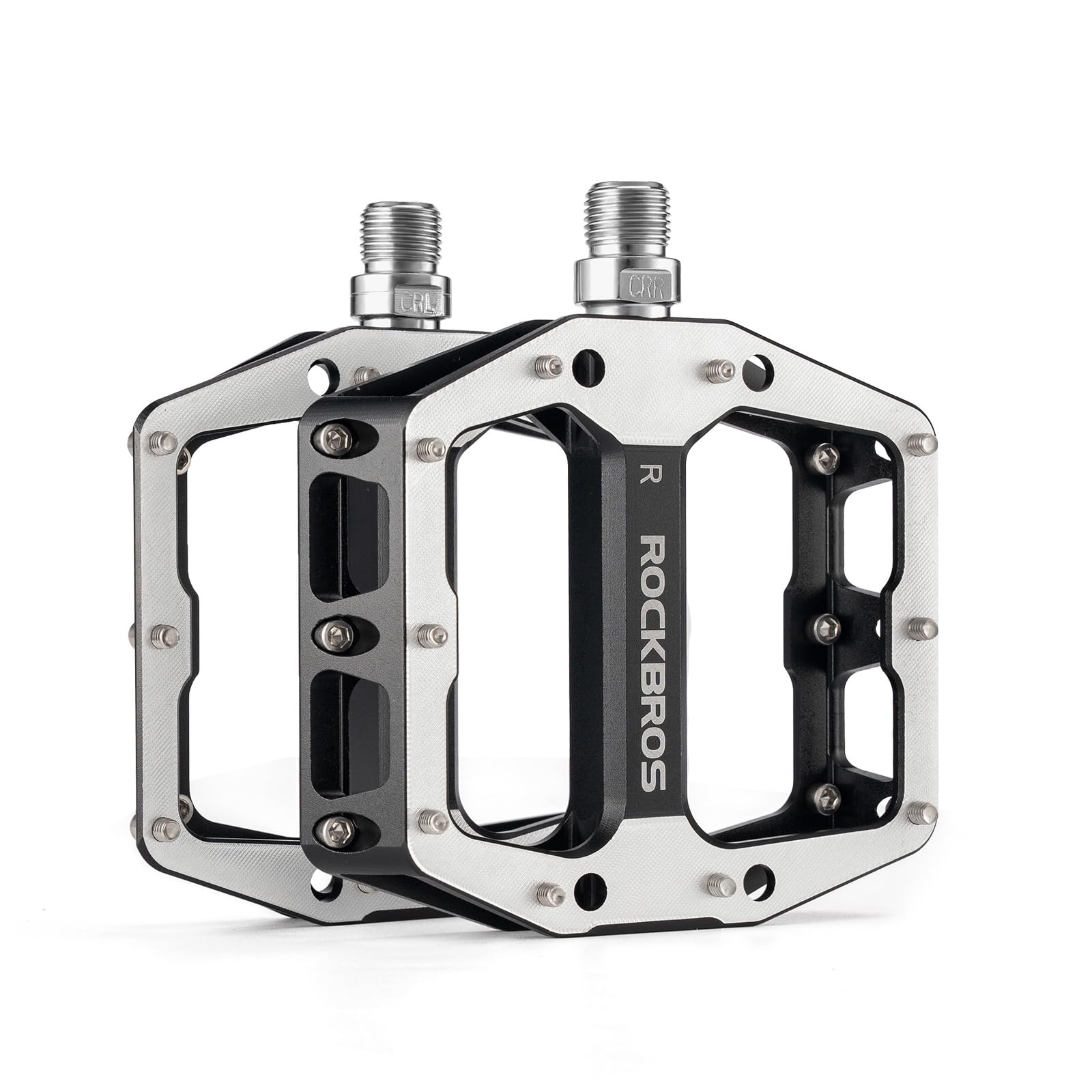 ROCKBROS Pedali per Bicicletta in Lega di Alluminio CNC 9/16", Pedali Flat per Bici MTB con Cuscinetti Sigillati Antiscivolo, Pedale per Bici da Strada Gravel Downhill
