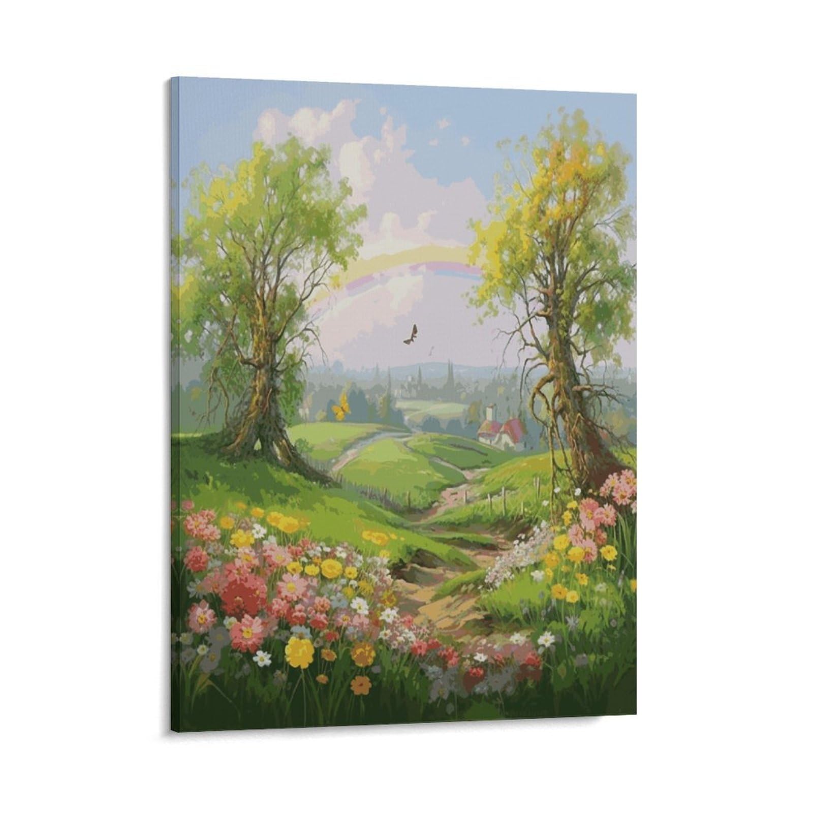Adfgyerh Style Spring Landscape Wall Art Framed,Canvas Prints Ready To Hang Home Decor,Canvas Wall Art For Living Room Hallway Office Wall Decor 08X10inch(20X25cm)