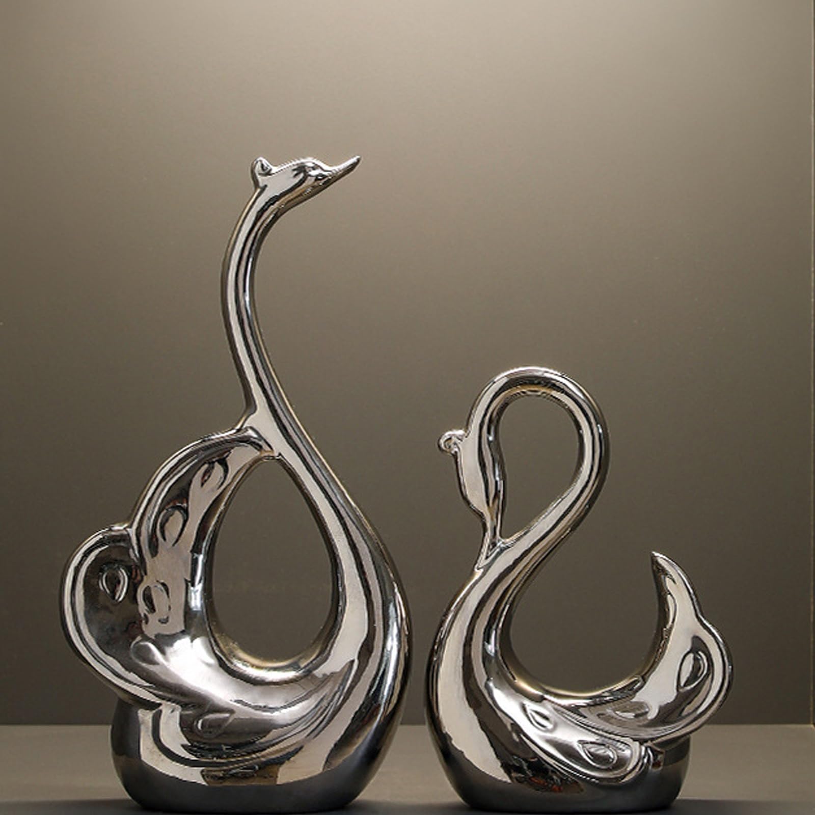 Statues Cygnes Céramique ELEGANTZ - Lot De 2 - Déco Moderne Salon Et Bureau - Élégance Intemporelle