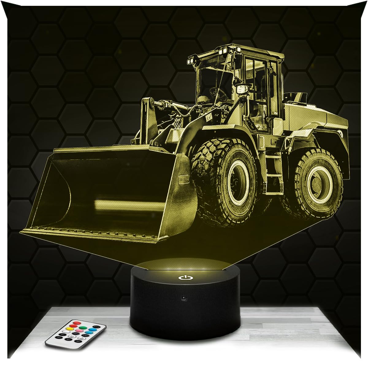 Lampephoto.fr - 3D Loader Construction Equipment Lamp, Touch LED Night Light, 3D Hologram Effect, Christmas Birthday Gift Idea for Men, Bedroom Decoration Object