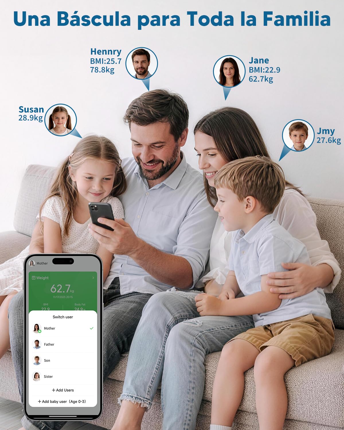 arboleaf Báscula de Baño Inteligente, Bascula Grasa Corporal y Muscular con APP, Bascula Bioimpedancia Tecnología BIA de 4 Electrodos con 14 Parámetros, Recargable por USB-C, Capacidad 180kg
