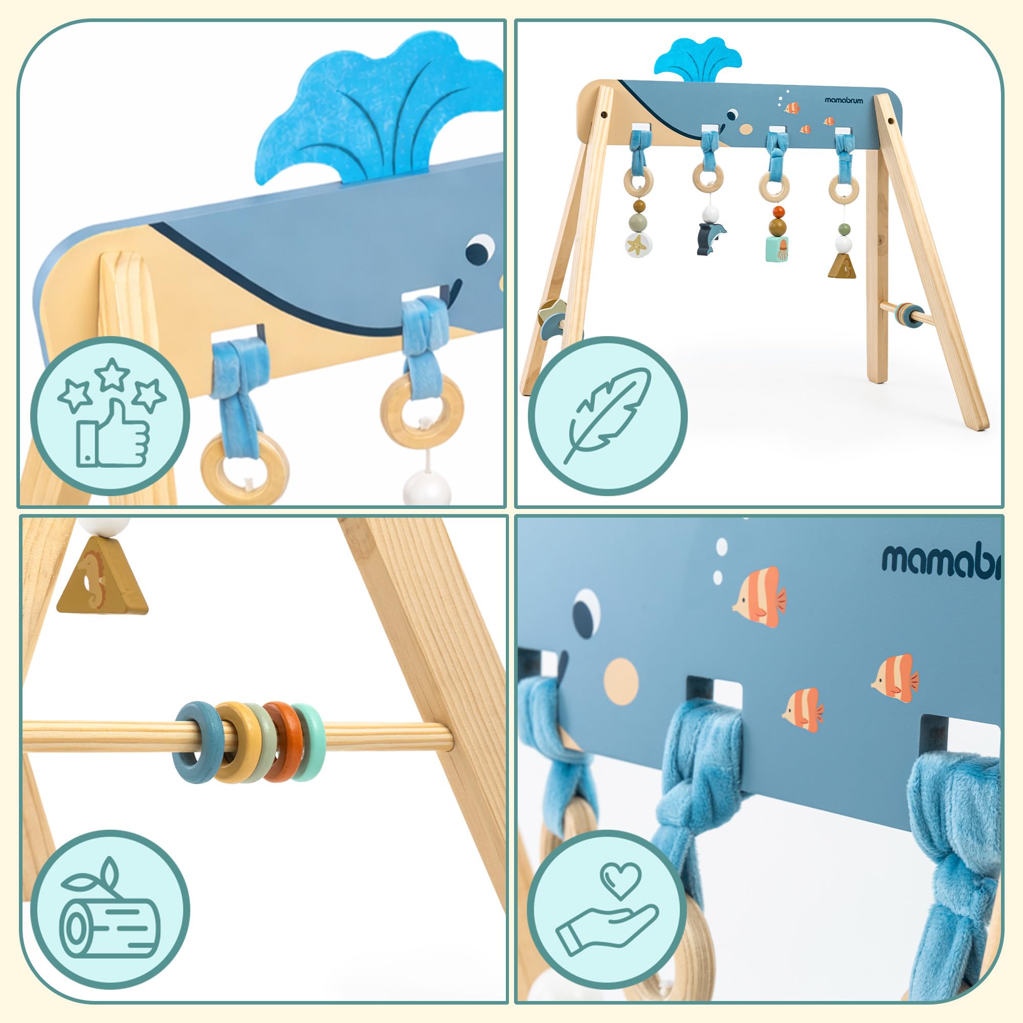 Support éducatif en bois Montessori pour bébé avec suspension sensorielle Océan