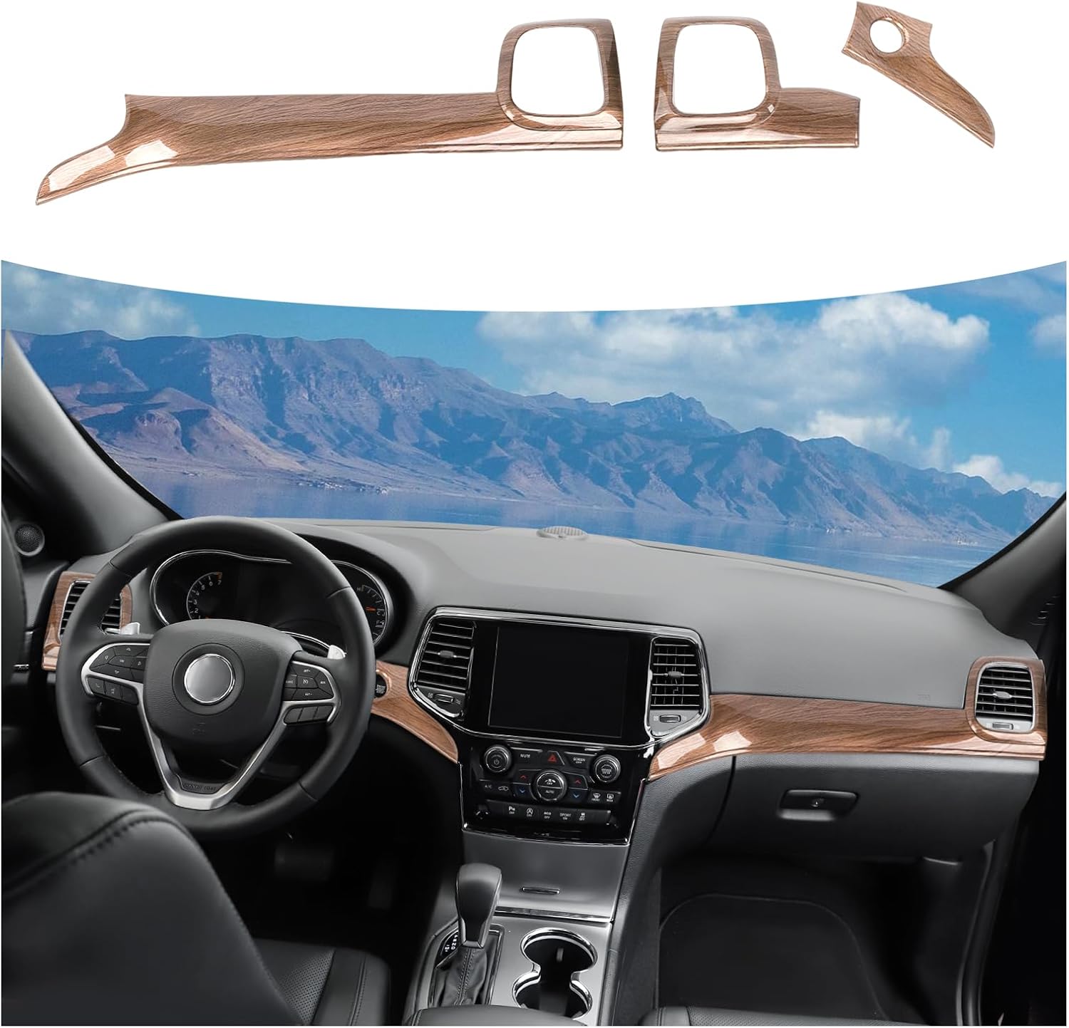 RT-TCZ Center Console Dashboard Panel Cover Trim Decor Interior Accessories for Jeep Grand Cherokee 2011-2020 (Wood Grain)