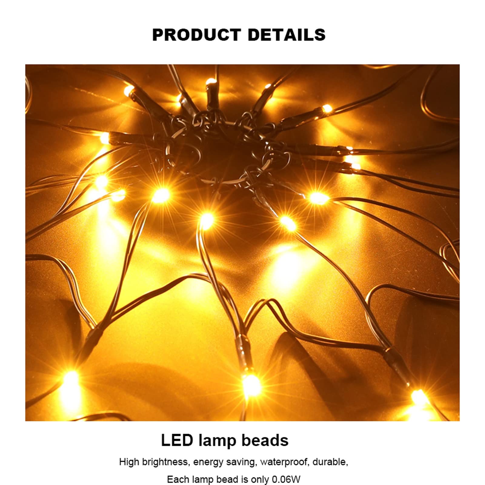 Halloween LED Spider Web Lights, 8 trybów świecące Spider Web Dekoracje Halloween, Halloween Spider Web Fairy Lights, na wystrój ogrodu Nawiedzony dom