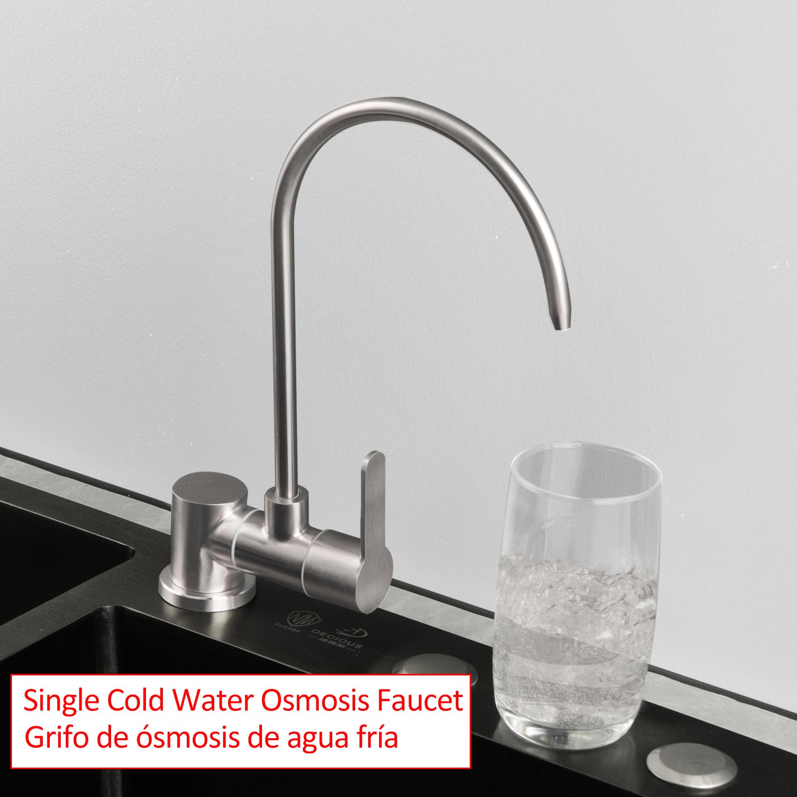 Grifo Osmosis Abatible Agua Fría Individual Grifo Para Osmosis 1 Vía Para Sistema De Filtración De Agua(Níquel Cepillado)