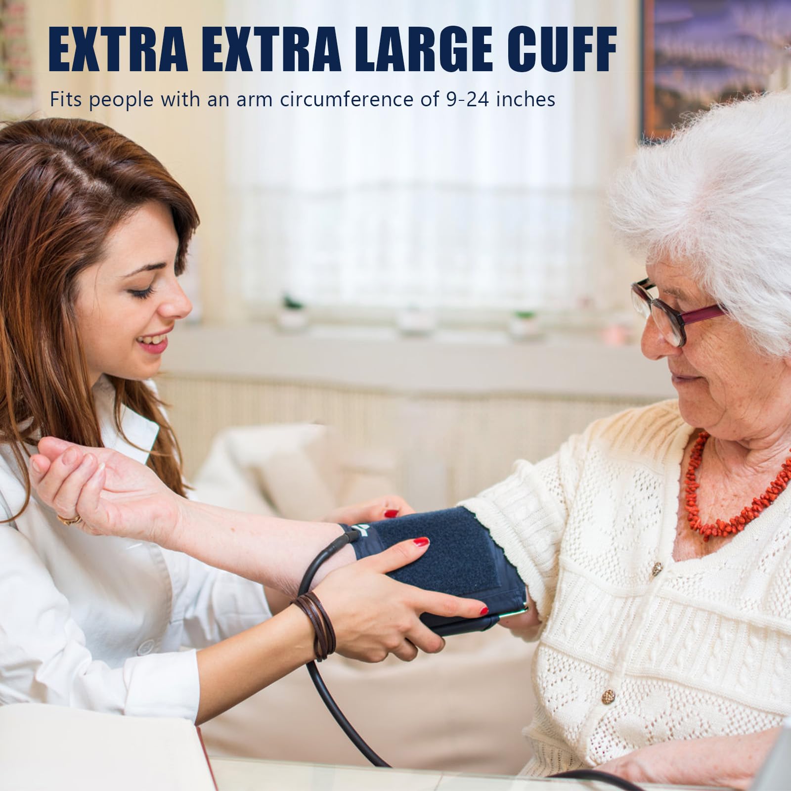 INBOLM Large Cuff Blood Pressure Monitor,Blood Pressure Monitors Large Cuff,Blood Pressure Monitors Extra Large Cuff,Extra Large Blood Pressure Cuff,22-52cm,Suitable for Adults,Includes 6 Connectors - Image 3