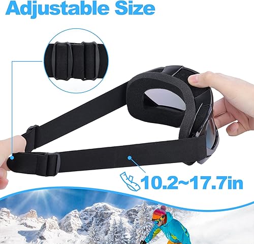 Miniatura 8 de VSIFEHSO Gafas de esquí ligeras para snowboard, con visión amplia, protección UV, compatible con casco, gafas de nieve para hombres y mujeres, gafas