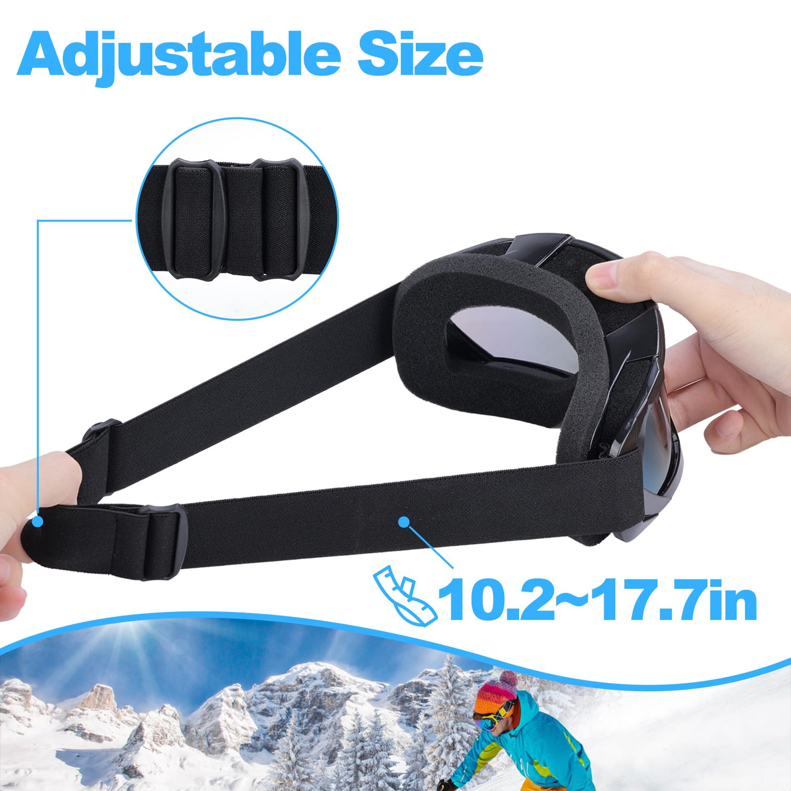 VSIFEHSO Maschera da Sci, Occhiali da Sci Anti Nebbia e Protezione UV, Maschere Sci Maschere Sci Unisex per Ciclismo Arrampicata Sci Sport All'aria Aperta