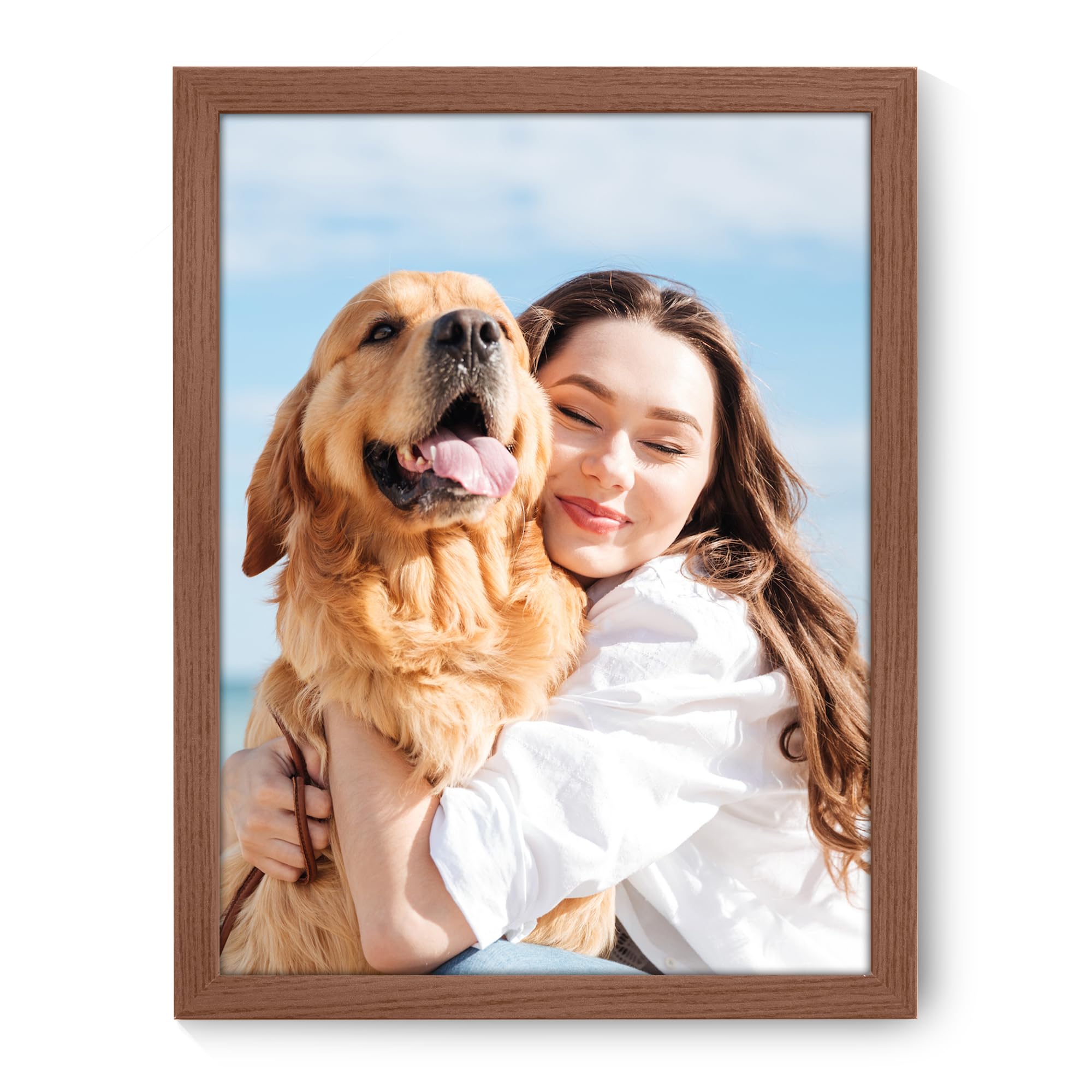 Framed Custom Canvas Prints with Your Photos Personalized Photo to Canvas Print Gifts for Couples Friends Family Baby Pets (Brown, 18L x 24W)