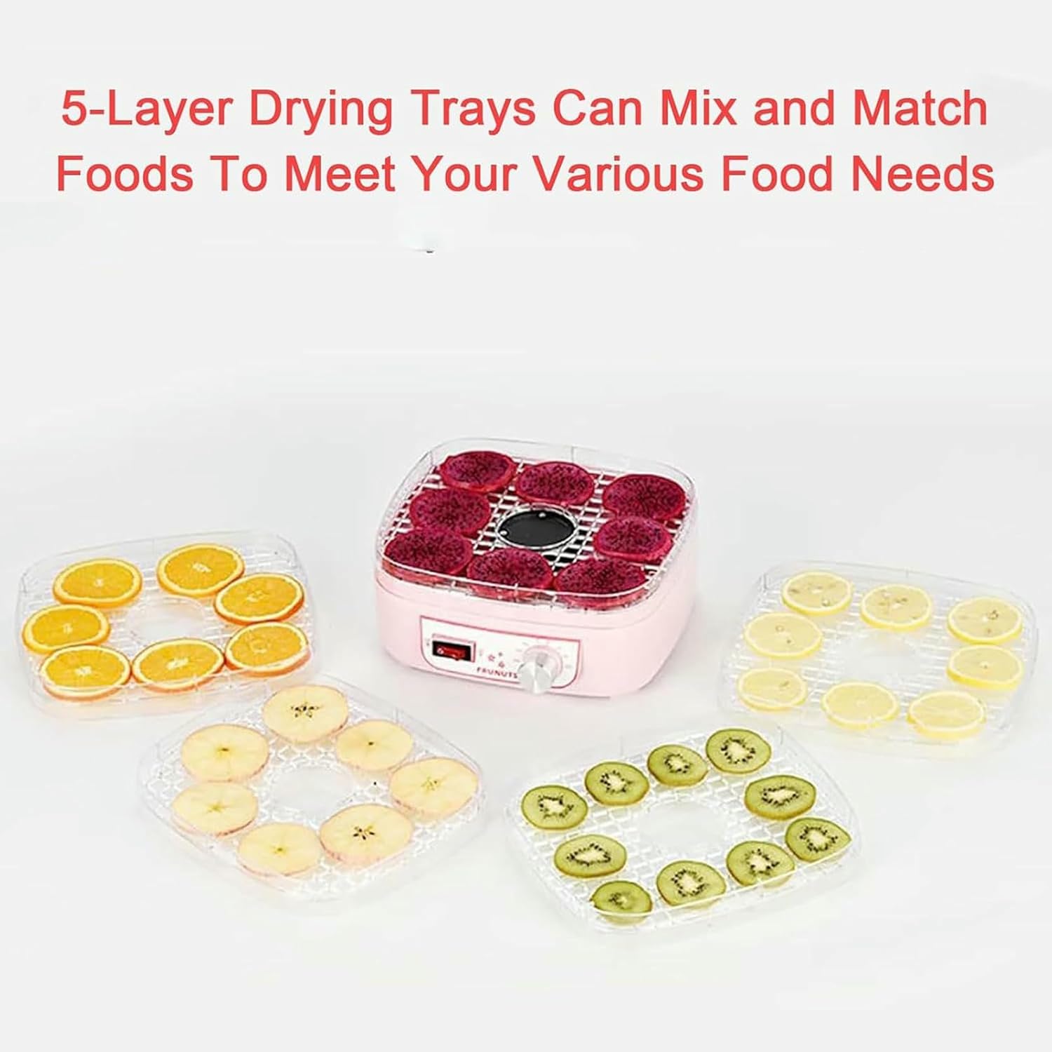 5 Tray Food Dehydrator, 35 70°C Temperature Controlled Electric Fruit Small Freeze Dryer 360 Ventilation, Snack Air Dryer