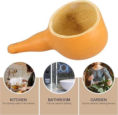 Miniatura 8 de Kichvoe Cuchara de madera para calabaza de mango largo, cucharón de cocina, sauna, cuchara de agua, cuchara de spa, cucharón de sopa, cucharón de