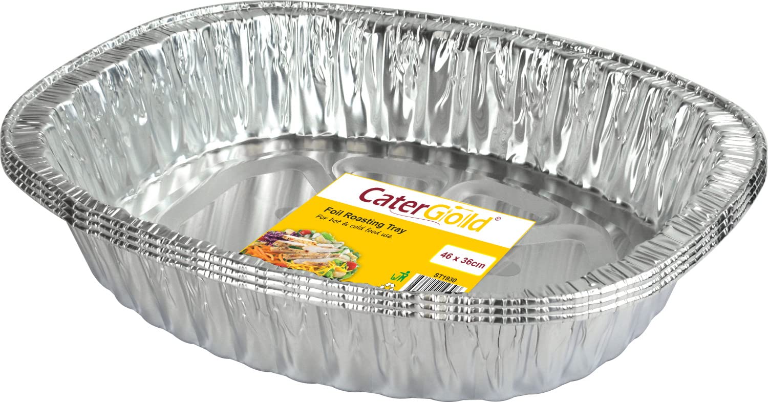Catergold Large Oval Disposable Aluminium Foil Trays 46 x 36 x 8cm Approx (3 Pack)