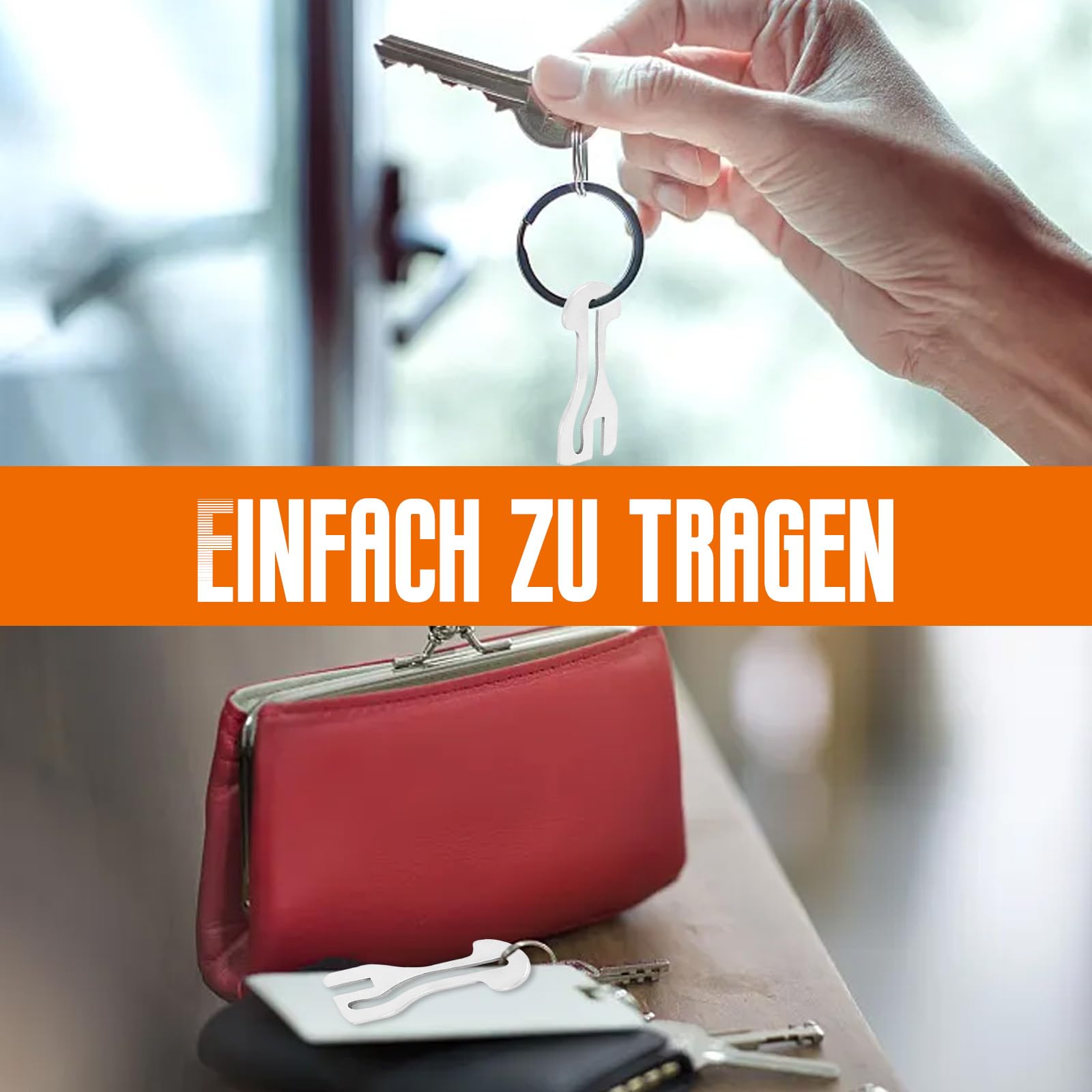 6 Einkaufswagenlöser Mit Karabiner - Edelstahl Glücksbringer
