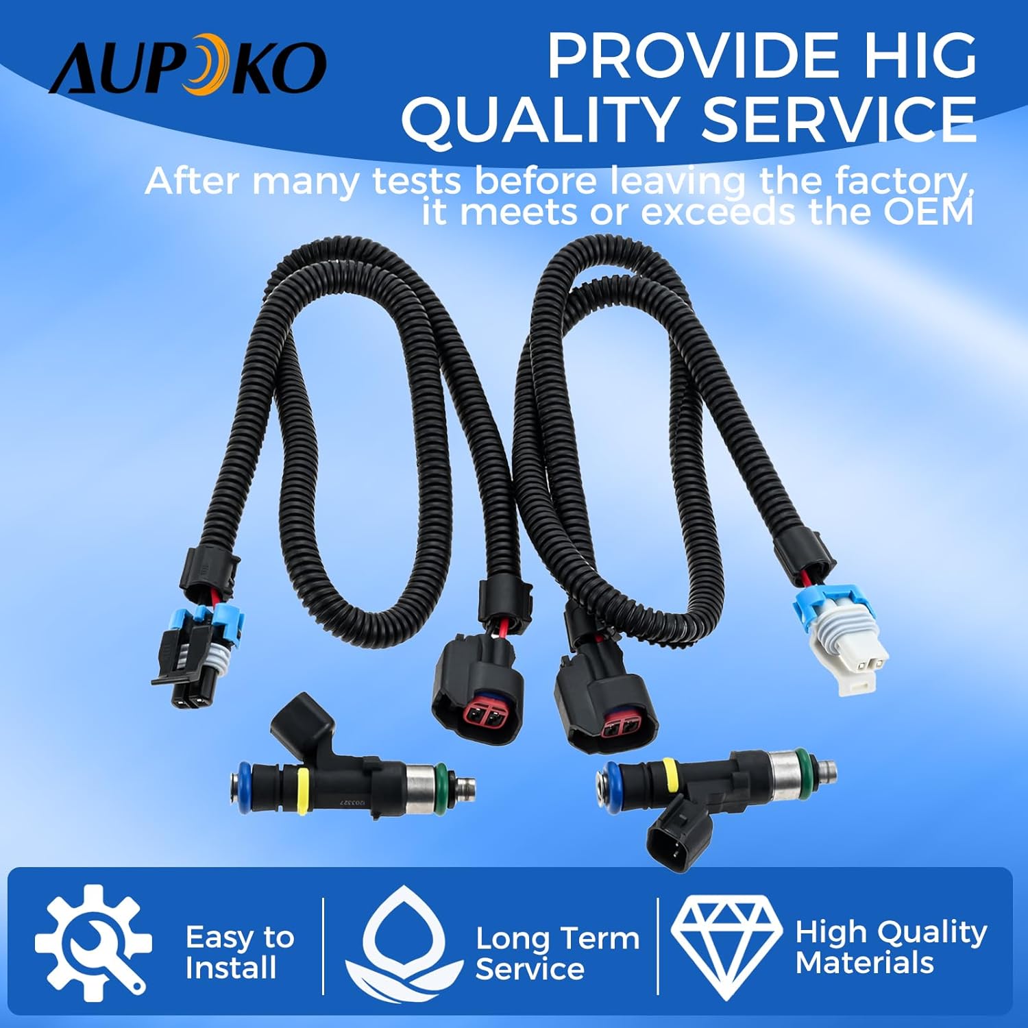 2PCS Fuel Injector Harness Set - Compatible with Polaris Ranger 800 2011-2017 Ranger Crew 800 2010-2014 Ranger XP 800 2012-2013 RZR 800 2011-2013 1204318 1204319｜0280158197 4 Holes