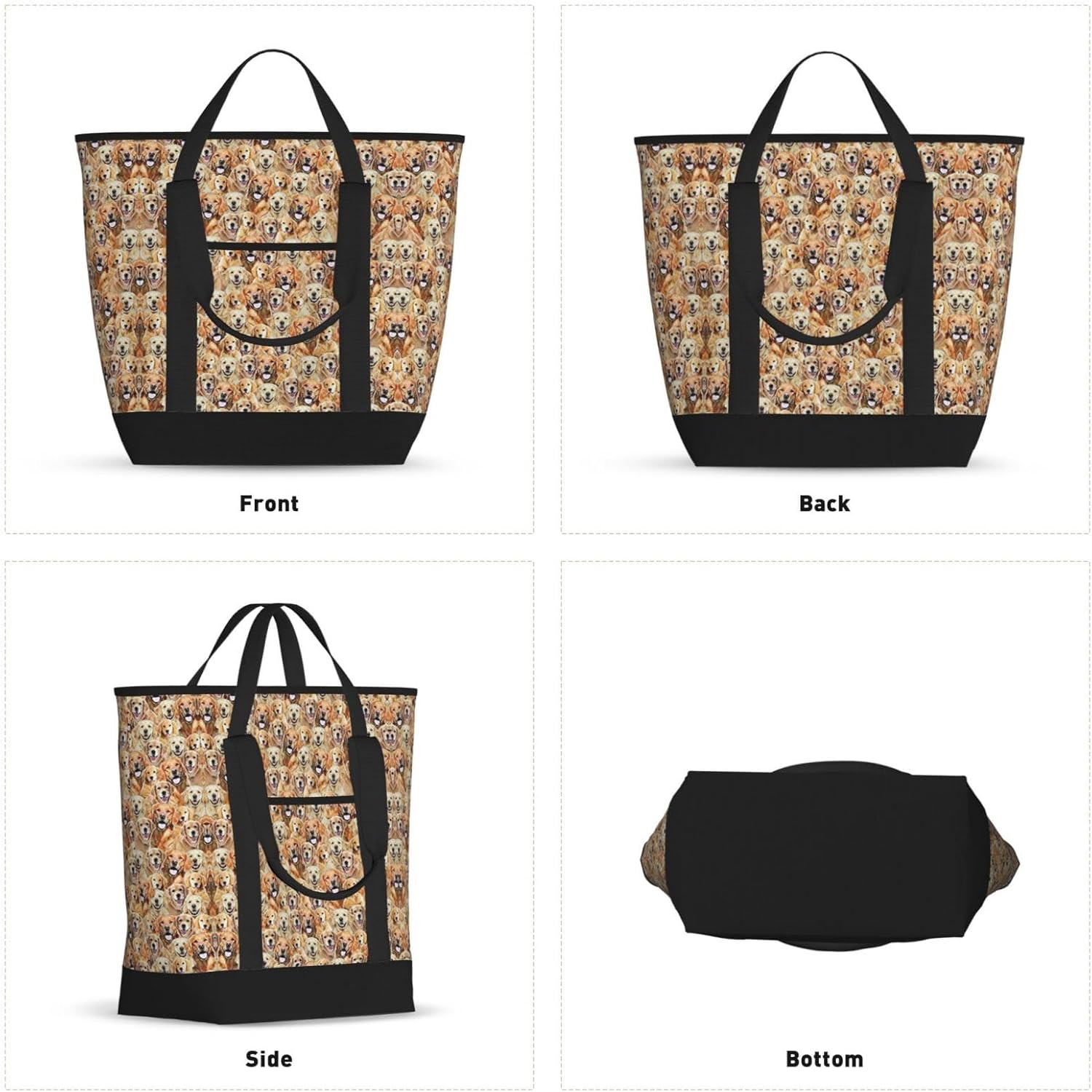 Labrador Retriever Dogs Print Large Cooler Bag Tote Bag,Reusable Grocery Bag,Lunch Box Bag, For Picnic Beach Camping