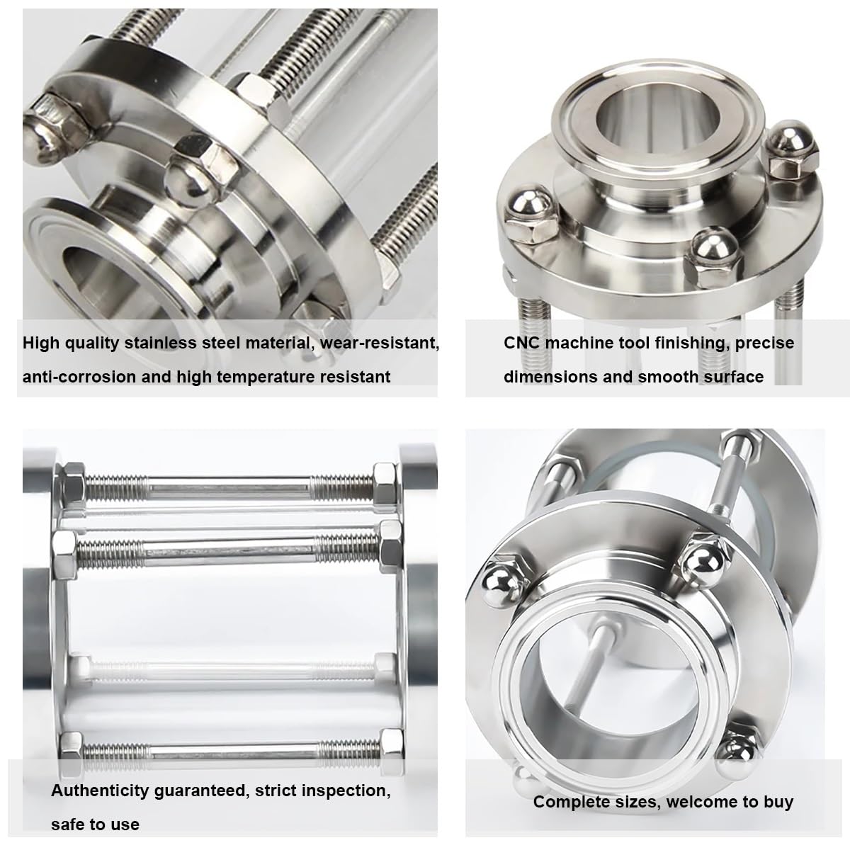 Spia Di Flusso Sanitaria In Acciaio Inox 304 - Per Tubi Da 51mm/2 Pollici, Visualizzazione Liquidi E Gas - Per Acqua E Olio - Foto 5