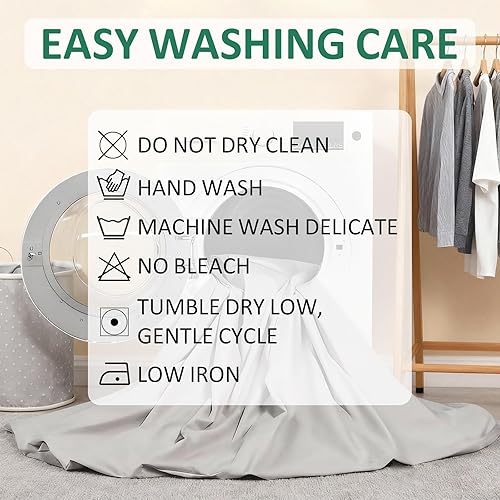 Miniatura 8 de Grounding Sheets - Sábanas 5% de fibra de plata pura y 95% algodón orgánico para mejorar el sueño, reducir la ansiedad por estrés (gris, Queen)