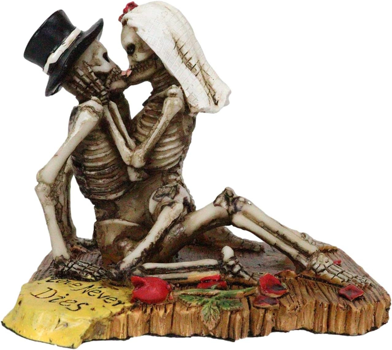 Ebros Gift Love Never Dies Castaway Sea Stranded Wedding Skeleton Couple Sex On The Beach Figurine Day of The Dead Halloween Decorative Valentine Skeleton Lovers Kissing Hooking Up Statue