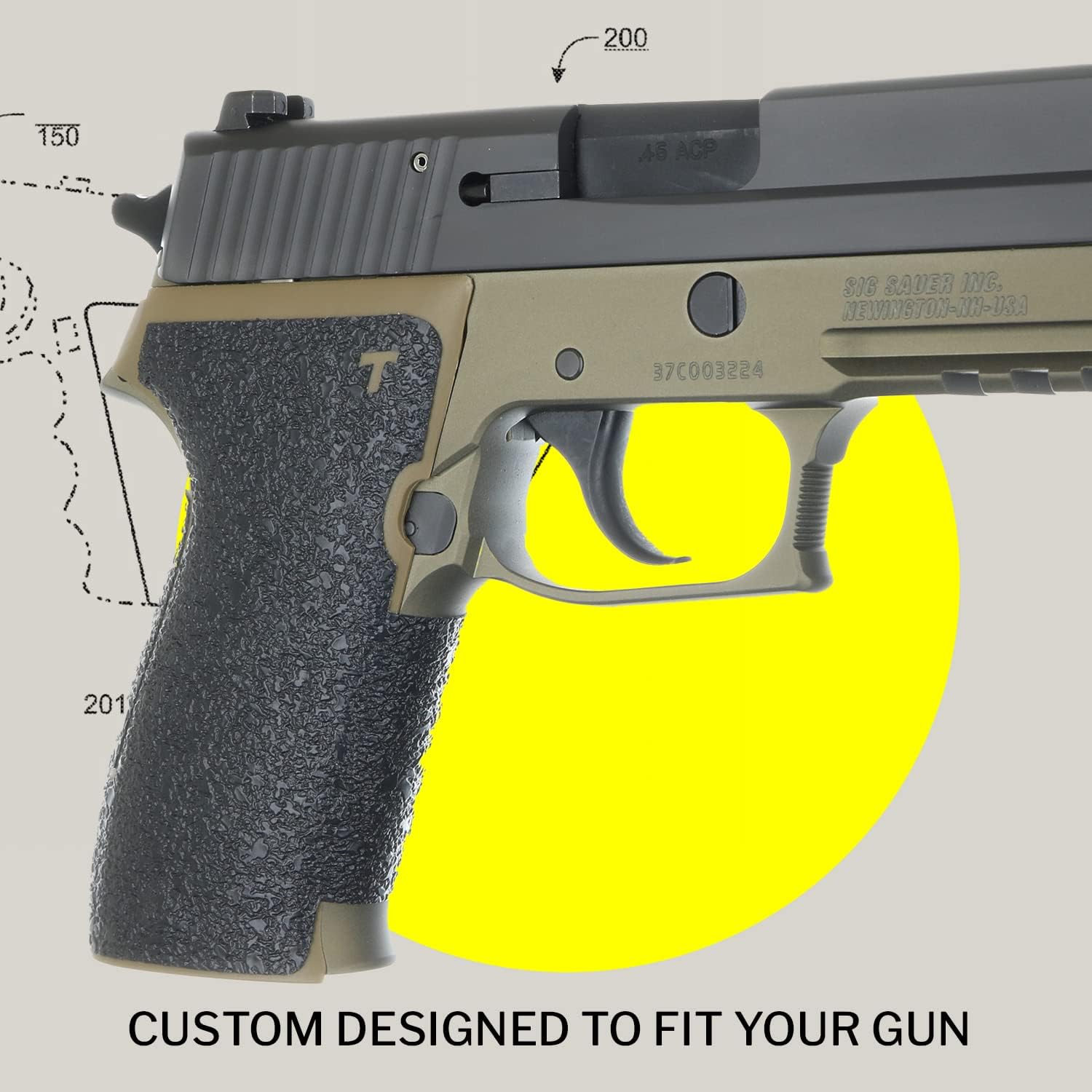 TALON Grips Adhesive Grip – Compatible with Sig Sauer P220 Combat .45 Full-Size – Made in The USA, California Compliant