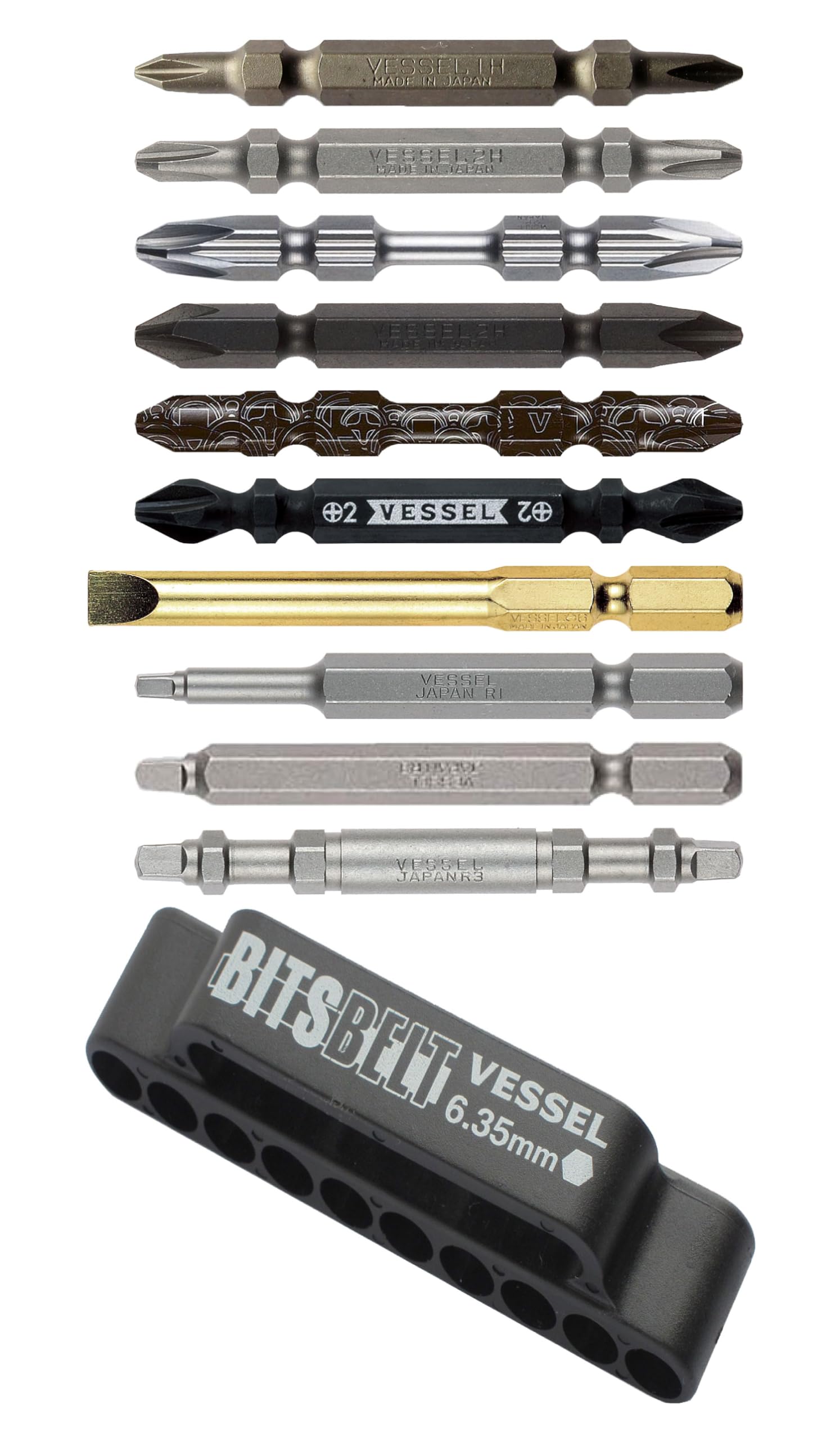 Vessel ASST10P-01 Bit Assortment Set 10pc With Belt Made in Japan