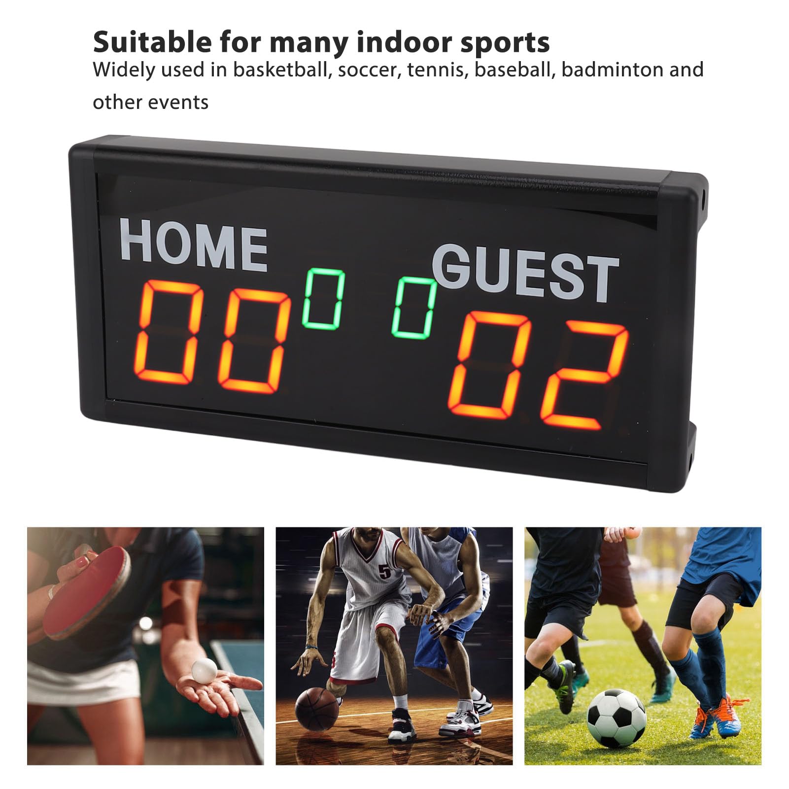 Topiky Elektronische Anzeigetafel, Tragbarer LED Digitalanzeiger, Tragbare Elektronische Tischanzeigetafel mit Fernbedienung, für Badminton, Basketball, Fußball, Indoor Spiele (EU)