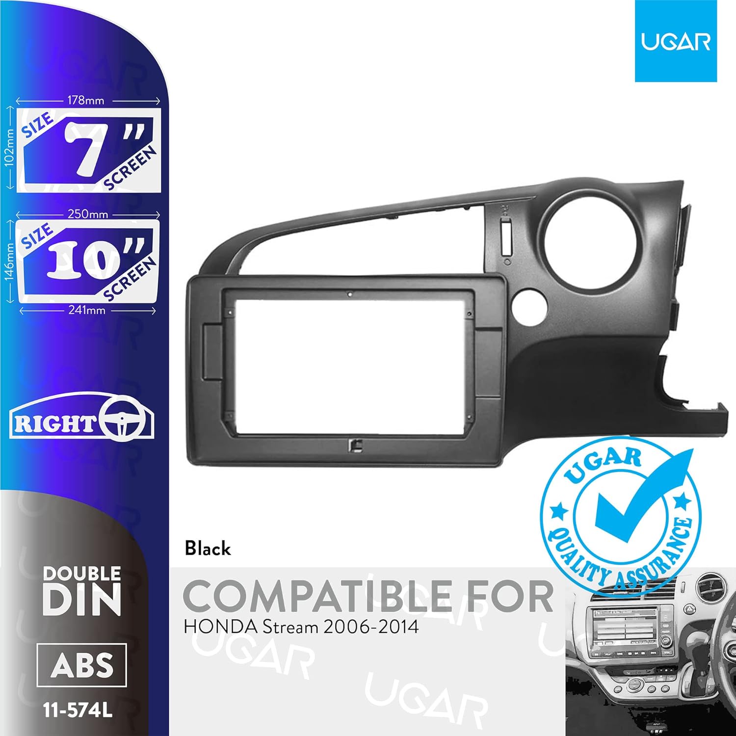 UGAR 7 inch / 10 inch Compatible for Honda Stream 2006-2014 Radio Stereo Dash Installation Mount Kit