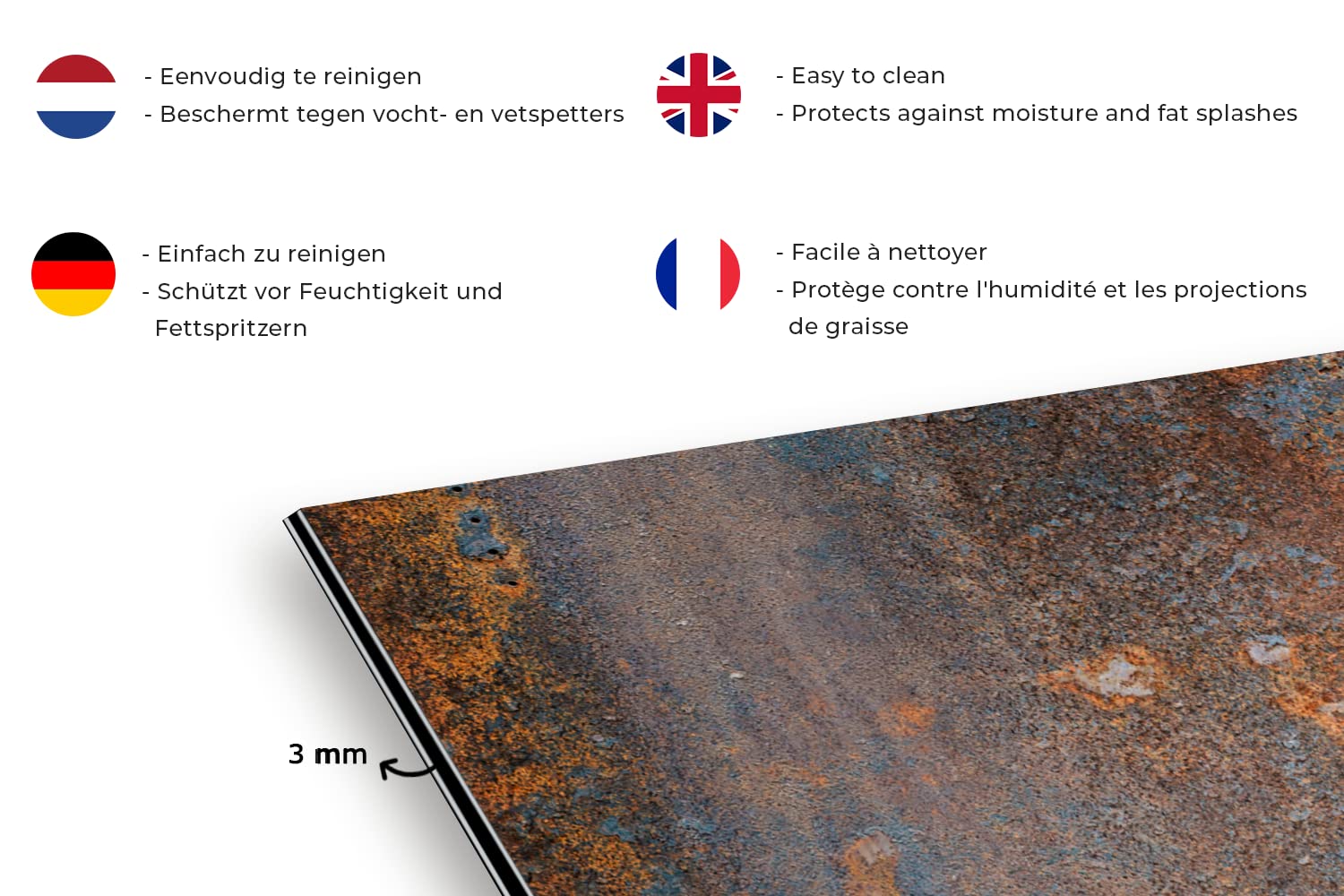 Credence Acier - Vintage - Rouille Fond de hotte 60x40 cm Credence aluminium Plaque inox de cuisine