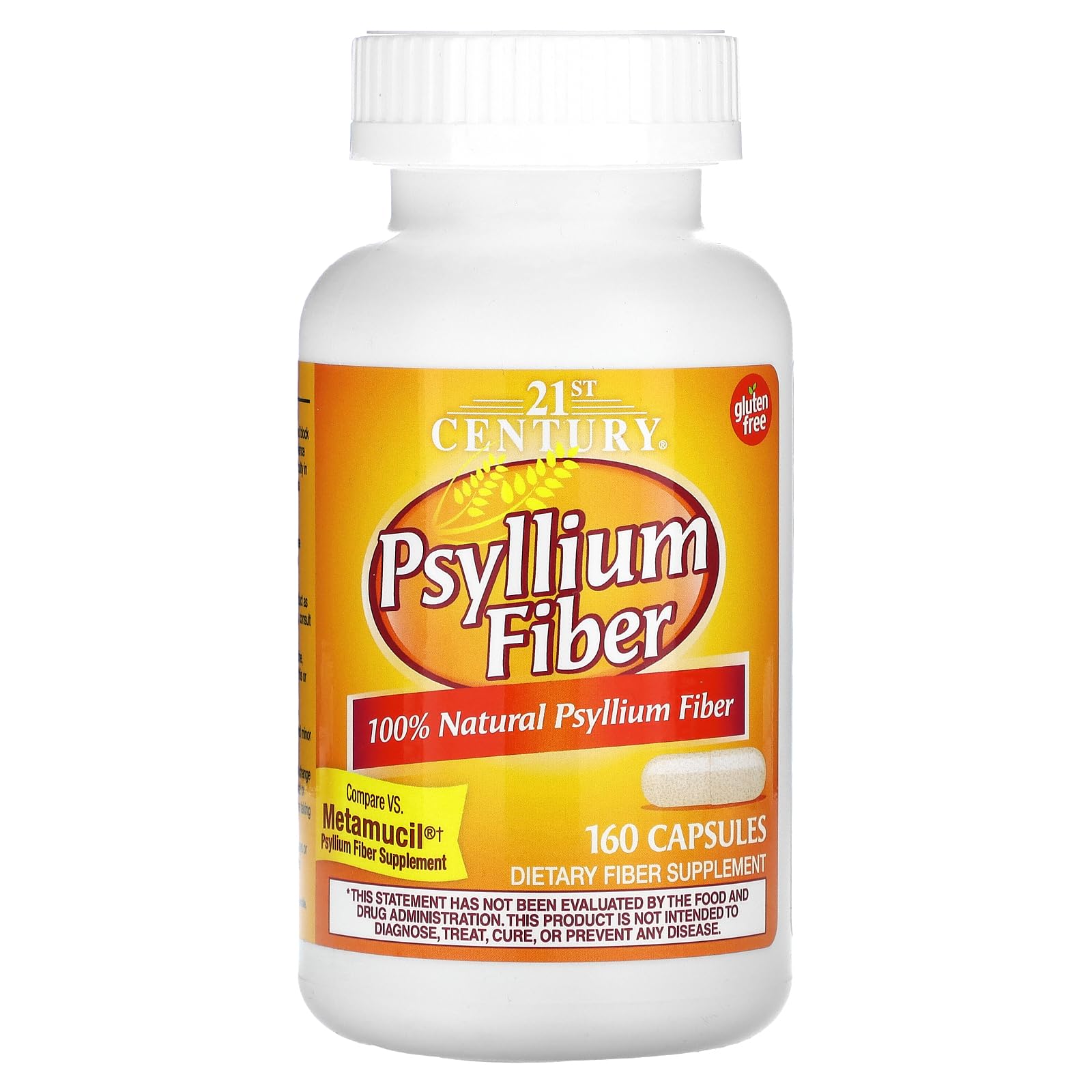 21st Century Psyllium Fiber, 160 Capsules