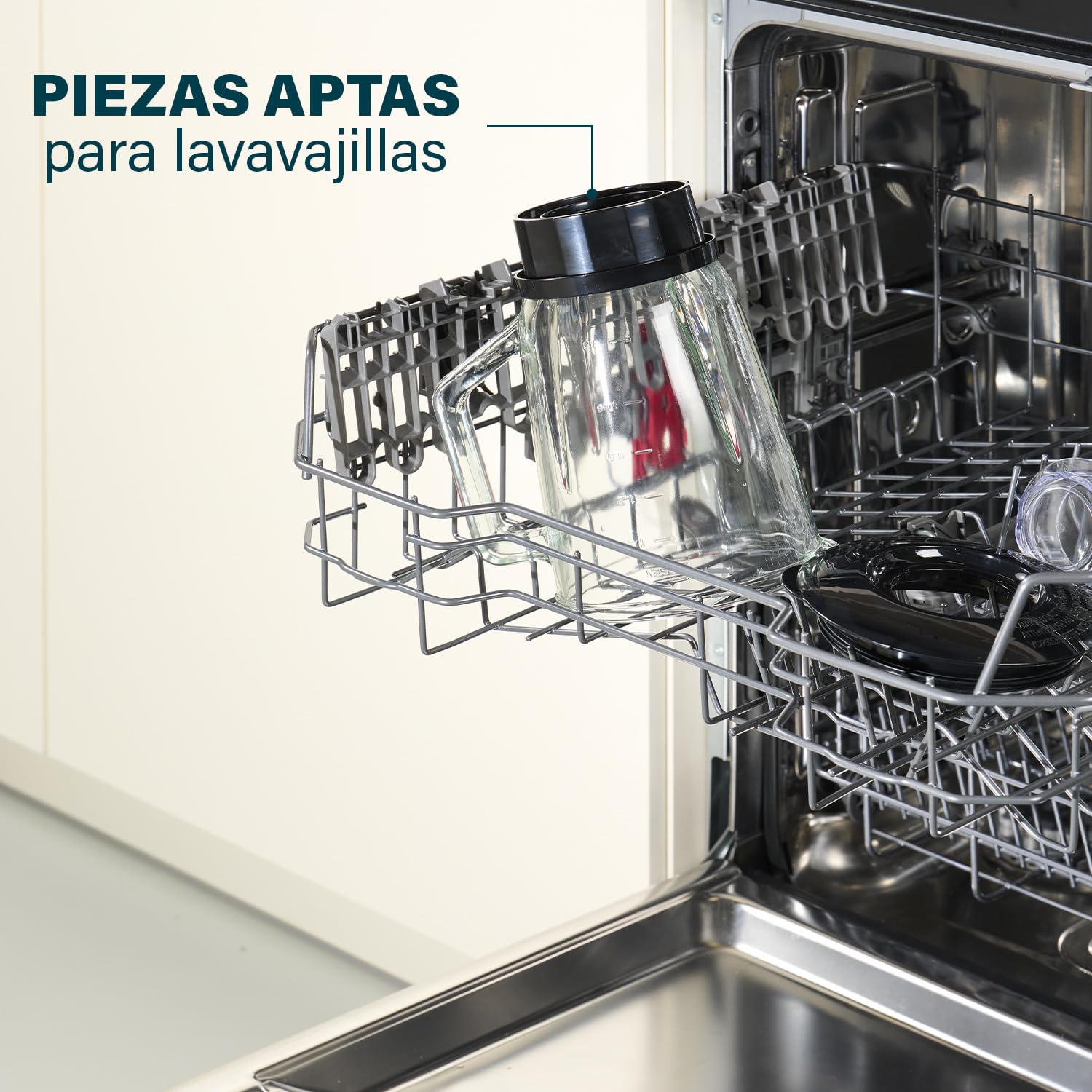 Princess 212091 Batidora de vaso de acero inoxidable, Cuatro ajustes de velocidad, función de pulso, 1,5 L, 6 cuchillas de acero inoxidable, 1000 W