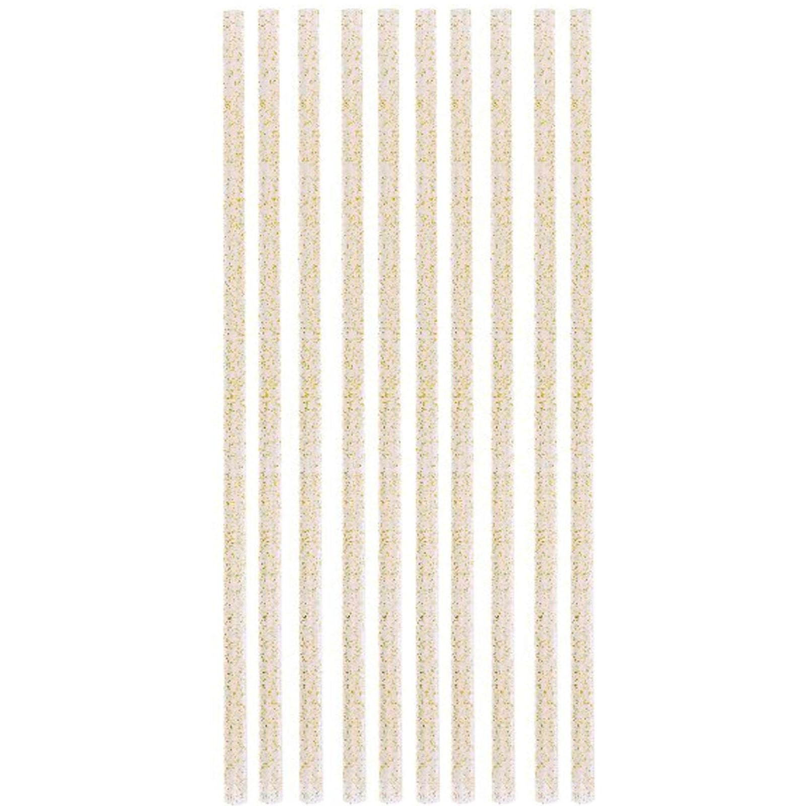 Unique Gold Glitter Reusable Plastic Straws (Pack of 10) - Perfect for Parties, Weddings & Catering Events