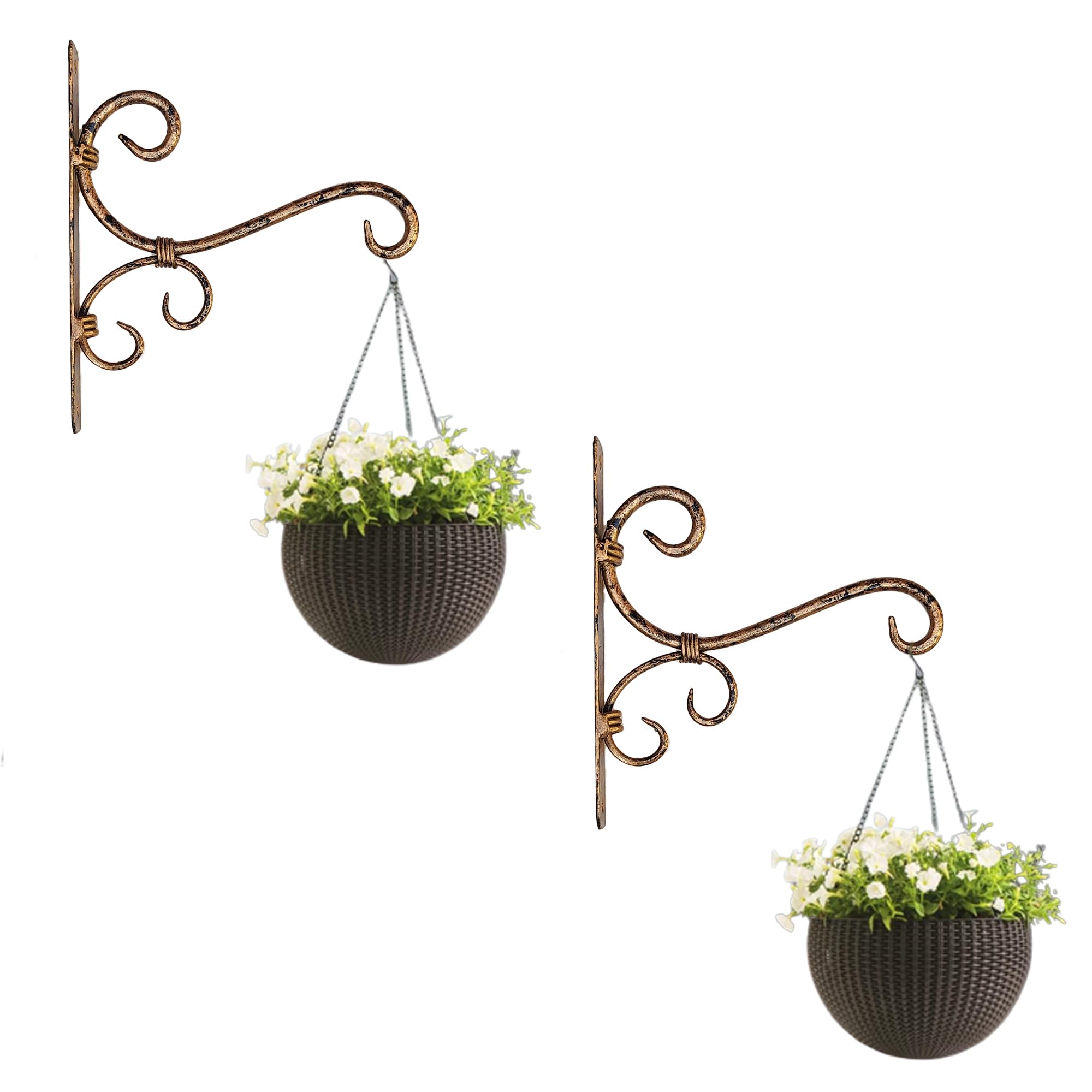 Treegift Wall Hanging Hooks Hangers Brackets for Hanging Planters,Plants,Flower Pots,Lights,Money Plant,Bird Feeders.Wrought Iron Antique Golden Colour, Size- (7.5" by 7") inch (Set of 2) (B0C9MXZ7X4) Amazon Price History, Amazon Price Tracker